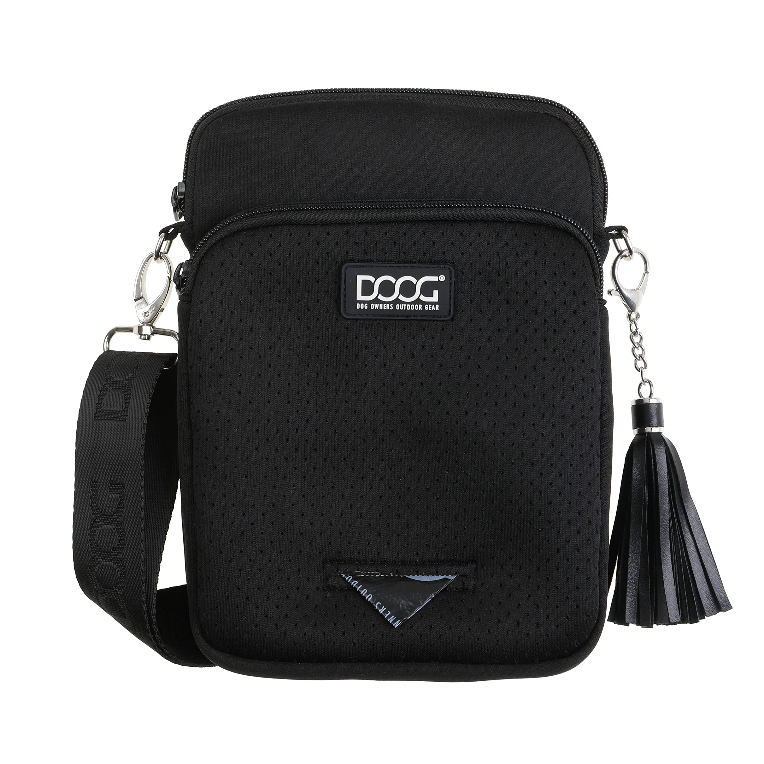 DOOG Adjustable Shoulder Bag for Dogs - Hands-Free Walkie Bag with Poo Bag Compartment - Perfect for Hiking, Running & Outdoor Adventures (Black)