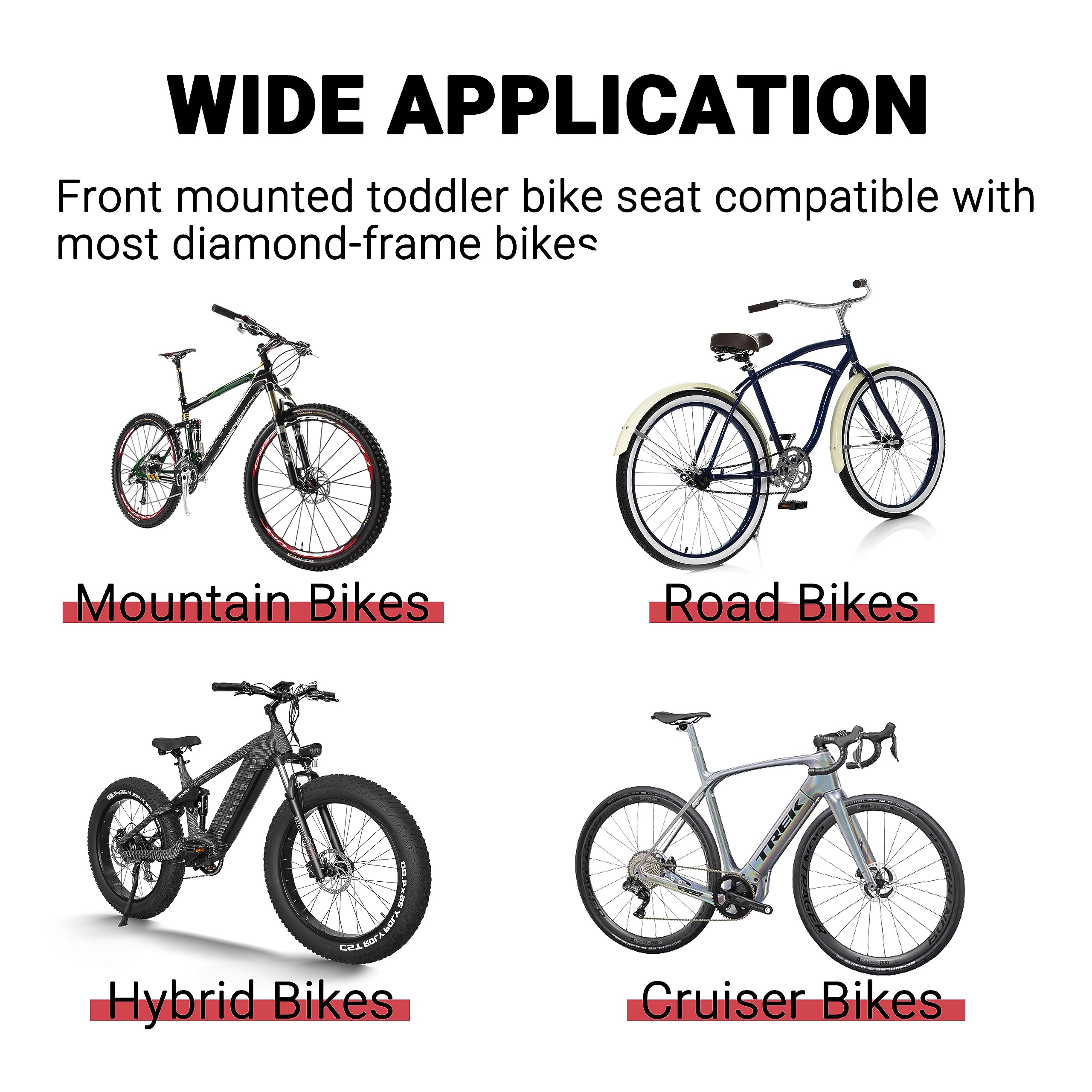 Himiway Front Mount Kids Bike Seat - Detachable Handlebar & Foot Pedals for Children 2-5 Years | Toddler Bicycle Seat Attachment for Adult & Mountain Bikes | Perfect for Family Rides & Commuting