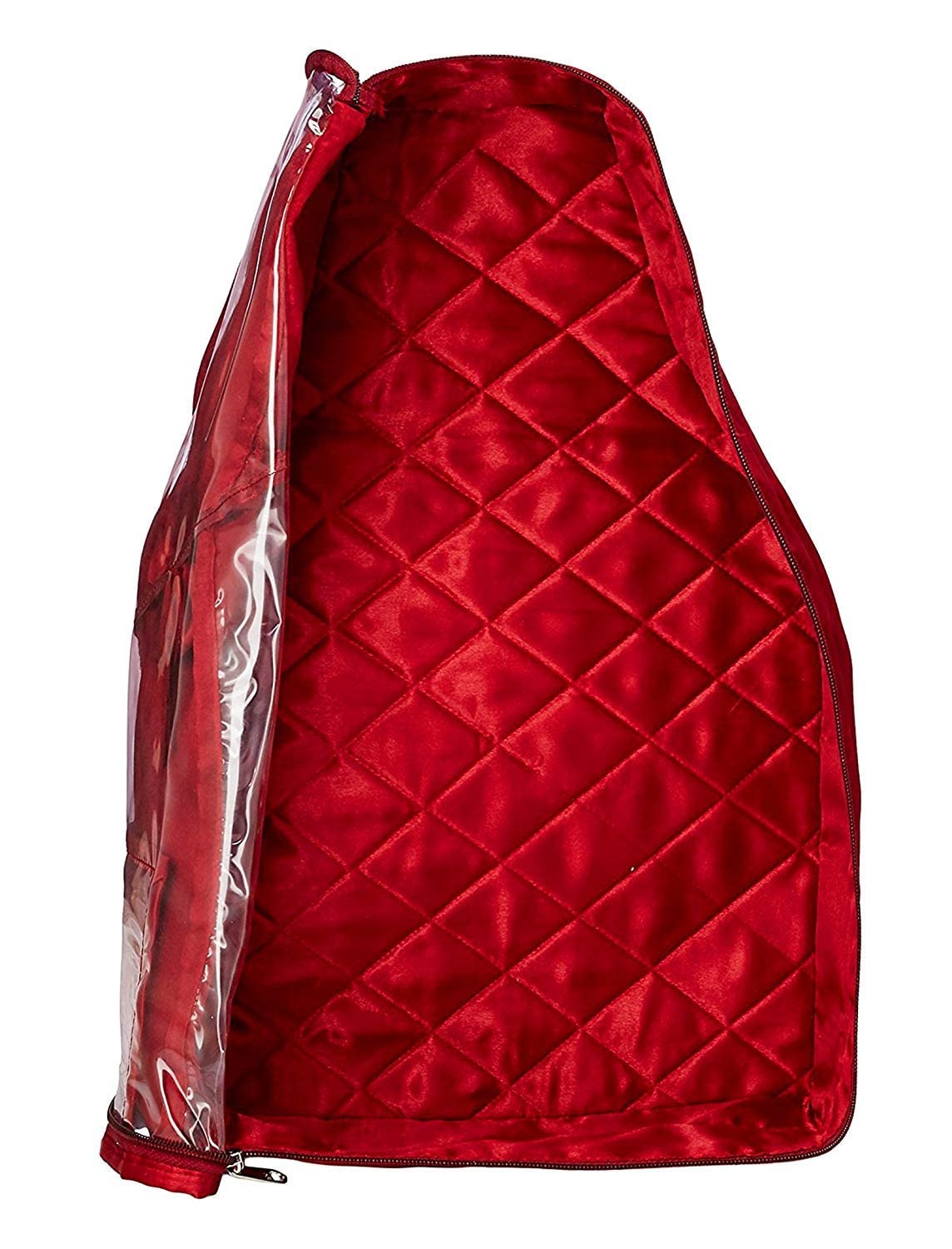 Premium Satin Saree & Blouse Storage Bags - 5-Pack with Double Zipper & Clear Window - Wardrobe Organizer for Indian Ethnic Wear - Perfect for Travel, Wedding, and Festival Outfit Protection (Maroon)