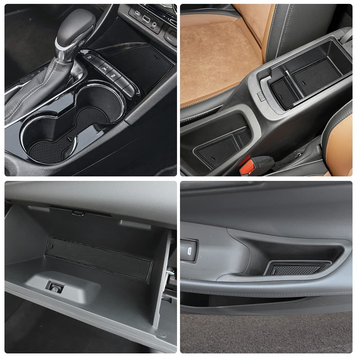 Auovo Custom Fit Anti-Dust Cup Holder Insert Liners & Interior Mats for Buick Encore GX 2020-2024 - 16pcs Black Trim Door Pocket & Center Console Accessories - Perfect for Road Trips & Daily Commute Protection