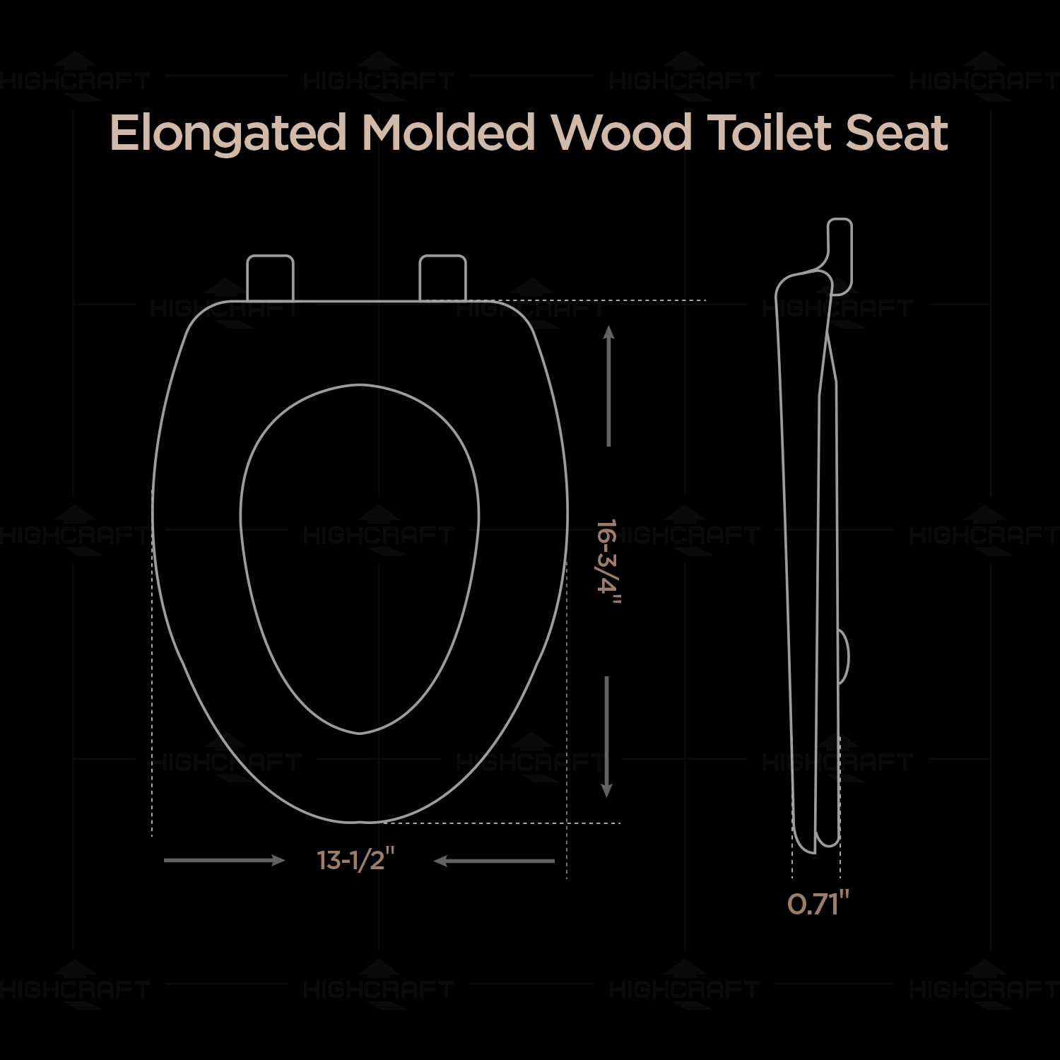 B4TSWE Elongated Molded Wood Toilet Seat with Slow Close, Easy Removal & Adjustable Hinges - Bone Color | Durable & Comfortable Bathroom Upgrade for Home, Office & RV Use