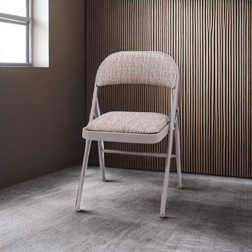 MECO 4 Pack Padded Folding Chairs - Comfortable Fabric Foldable Card Table Chairs with Chicory Lace Design for Dining, Parties, and Outdoor Events