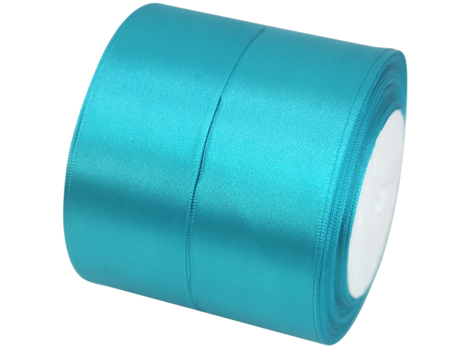 Peacock Blue Satin Ribbon 1.5 Inch Wide - 2 Rolls 50 Yards Each - Single Face Floral Silk Ribbon for Gift Wrapping, Wedding Decor, Christmas Crafts, Hair Bows & DIY Projects - Premium Decorative Ribbon for Party, Wreath Making and Sewing Binding