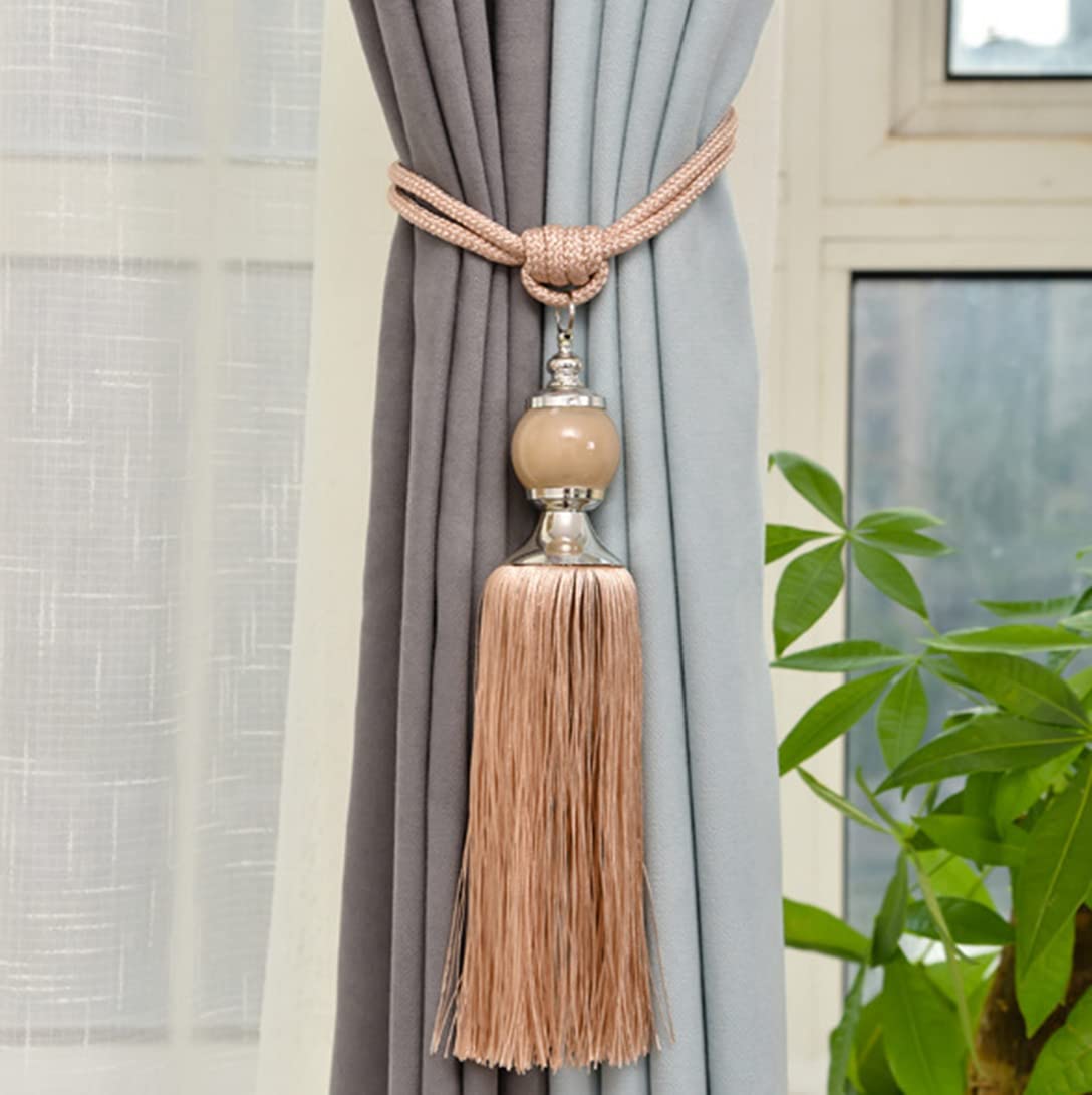 2 Pack Decorative Curtain Tiebacks with Tassels - Elegant Rope Holdbacks for Drapes & Sheers - Perfect for Living Room, Bedroom, and Window Decor (Gold/Black) - Ideal for Home Styling and Interior Design