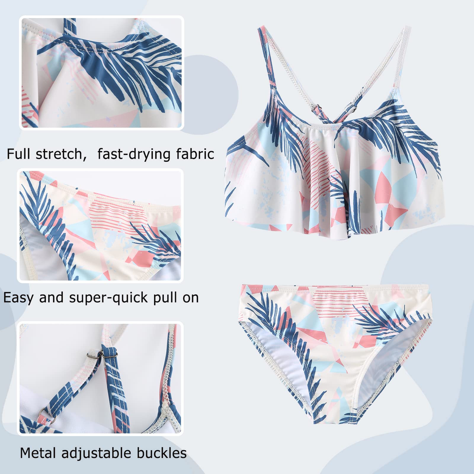 Colorful Rainbow Bikini Set for Girls - Adjustable Strap Two Piece Swimwear | Summer Beach Pool Party Outfit | Perfect for Vacation, Swimming & Water Activities