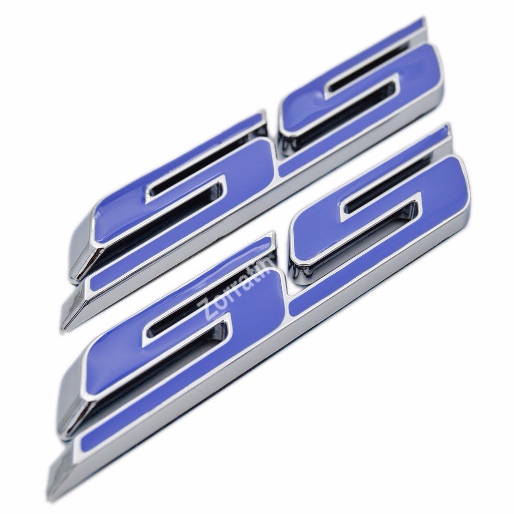 High-Quality Small SS Logo Grill Side Trunk Lid Emblem Badge - Chrome Sport Performance Exterior Trim Decal with Pre-Adhesive for Chevy Camaro, Impala, Corvette, Trailblazer - Perfect for Car Customization & Show Events