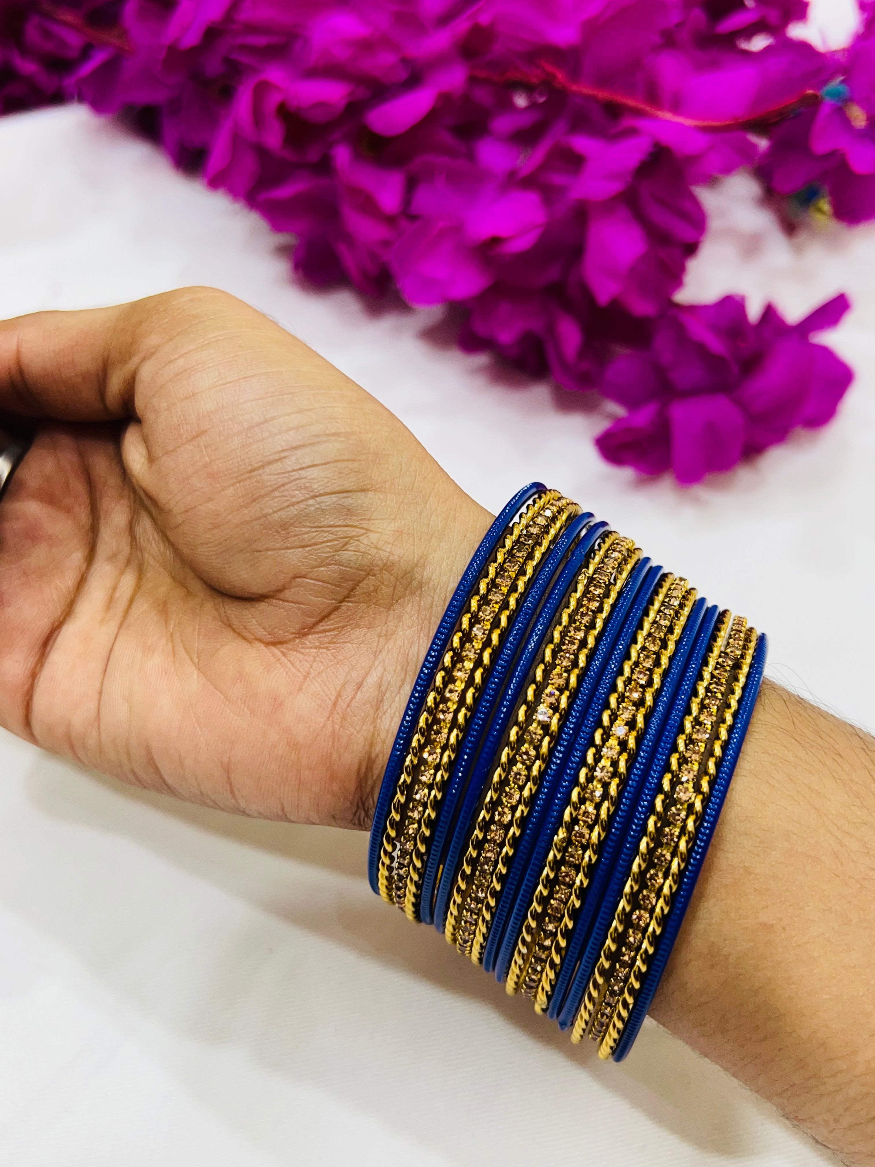Enchanting Blue Smooth Finish Metal Bangles for Women - Elegant Jewelry for Parties, Weddings & Everyday Wear