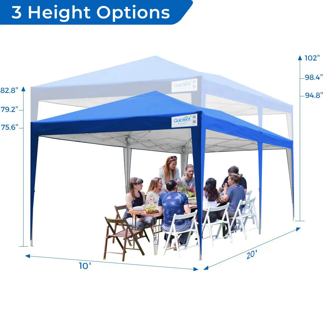 Quictent 10' x 20' EZ Pop Up Canopy Tent - Heavy Duty Instant Shelter for Outdoor Events, Parties, Camping & Backyard Gatherings