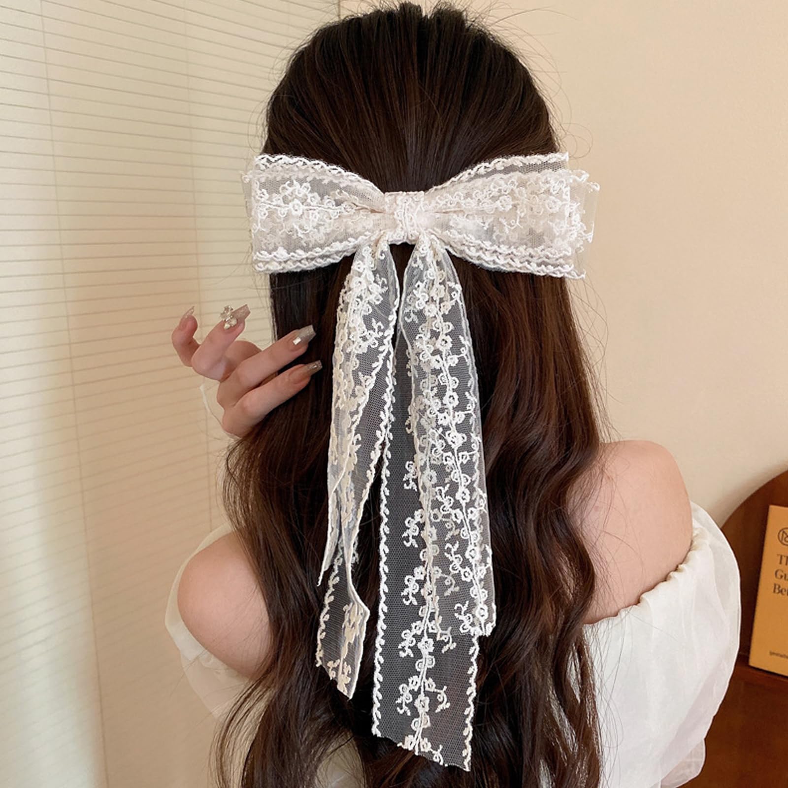 Elegant Lace Hair Bows and Clips Set - Cute Alligator Barrettes Hair Accessories for Women & Girls | Perfect for Weddings, Prom, Bachelorette Parties, Bridal Showers & Everyday Wear