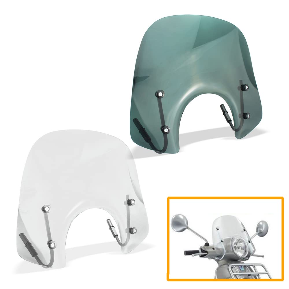 Heinmo Motorcycle Windshield Windscreen for Vespa GTS300 - Scratch Resistant Wind Deflector, White - Perfect for Urban Commuting & Highway Riding