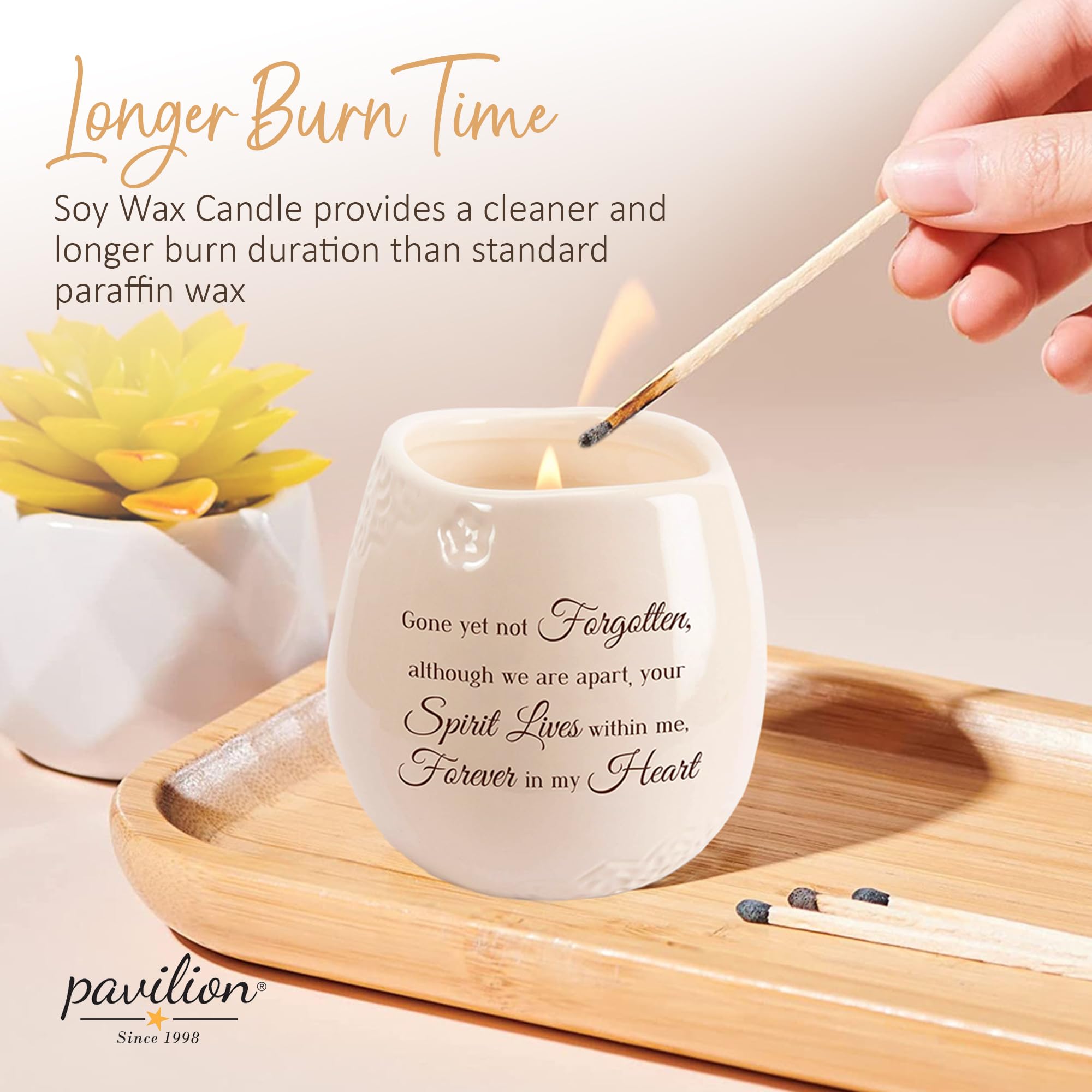 White Ceramic Candle Holder - 8 Oz Soy Wax Candle with Tranquility Scent - Printed Love Theme Text - Memorial Gift for Loved Ones | Home Decor, Sympathy Gift, Memorial Service, Healing Ritual