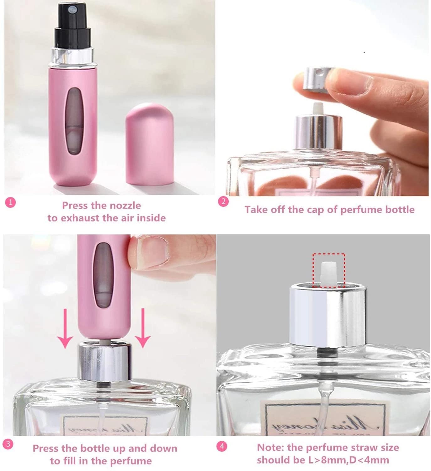 6 Pack 5ml Refillable Perfume Atomizer Spray Bottles - Portable Travel Glass Bottles for Cologne, Aftershave & Essential Oils - Easy Fill Scent Dispenser with Pump (Multicolor) | Perfect for Purse, Gym Bag & Airplane Carry-On