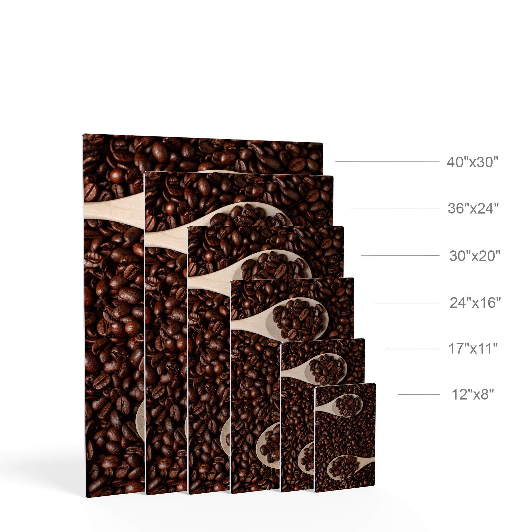 Premium Tasty Coffee Beans on Wood Spoon Metal Wall Art Print - Modern Kitchen & Cafe Decor, Farmhouse Dining Room Art, Unique Housewarming Gift - Made in USA (40x30) - Perfect for Coffee Shops, Restaurants & Home Decor