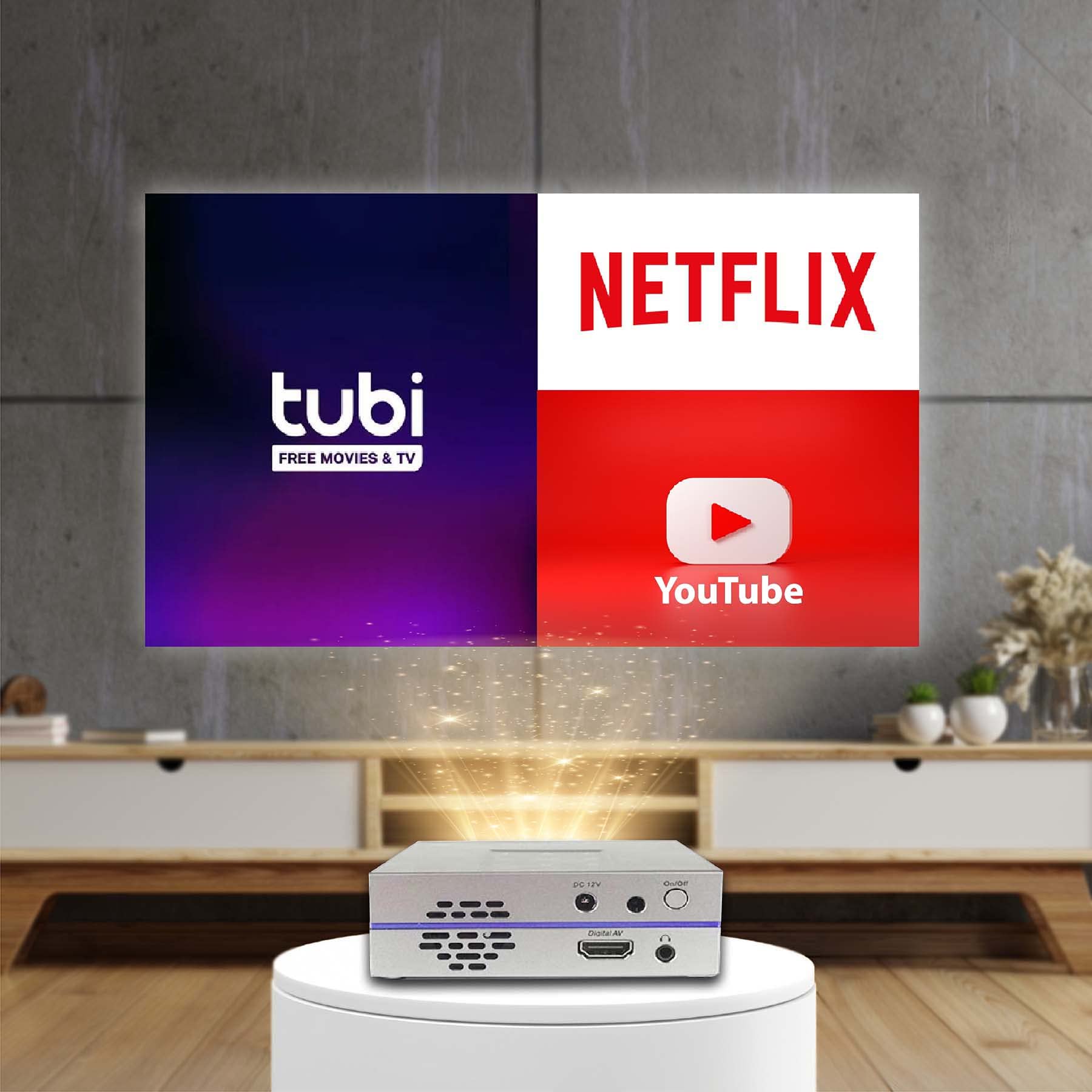 AAXA Technologies P8 Smart LED DLP Mini Projector - WiFi Bluetooth Android 10.0, Wireless Screen Mirroring, USB-C & HDMI, Built-in Netflix & YouTube, 1080p Portable Projector for Home Theater, Outdoor Movies, and Business Presentations