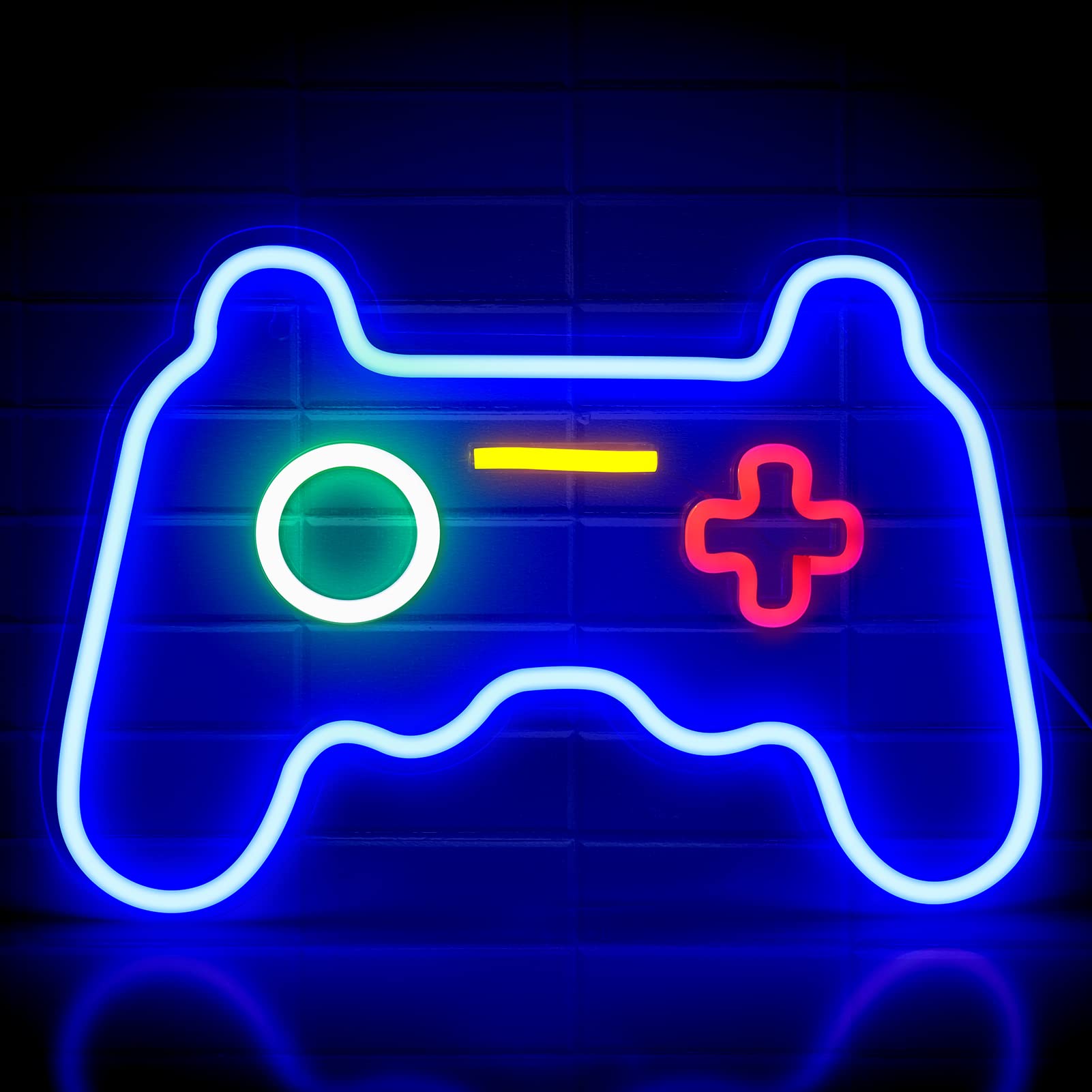 16x11 Inch Large Gamepad Controller Gaming LED Neon Sign - Wall Decor for Bedroom, Gamer Gift for Teens & Kids - Perfect for PlayStation Gaming Room, Man Cave, or Streamer Setup