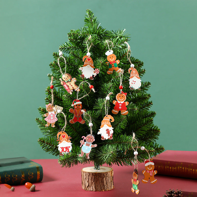 (2 Pack) Christmas Gingerbread Ornaments Set - 12 Piece Festive Wooden Tree Decorations for Holiday Home, Xmas Party & Winter Wedding Decor