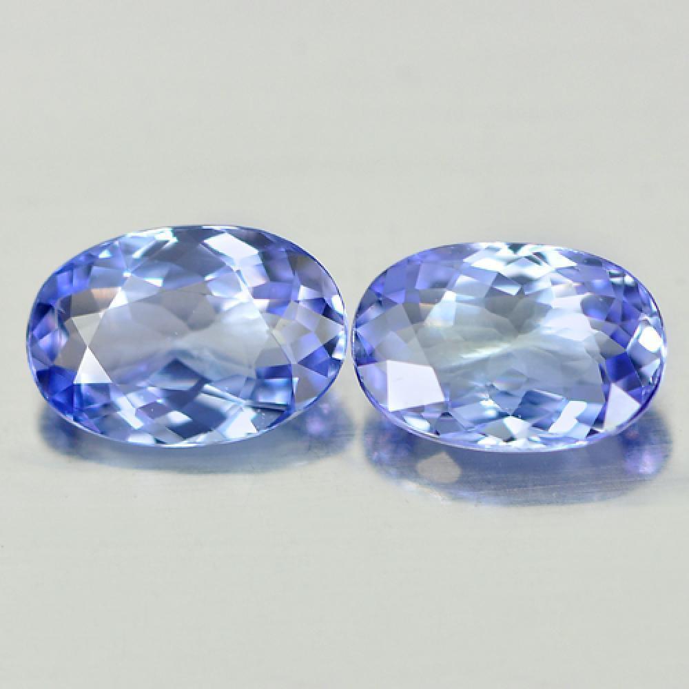 1.10tcw Natural Slightly Purplish Blue Tanzanite Loose Stones - 6x5mm Oval Cut VS Quality Matched Pair for Jewelry Making, Engagement Rings & Fine Gemstone Collections