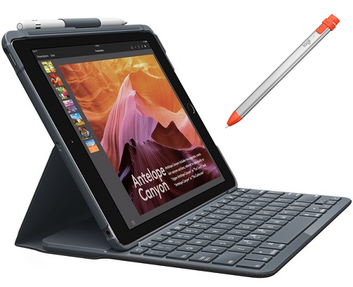 Logitech Slim Folio Keyboard Case for iPad 7th/8th/9th Generation - Premium Protective Cover with Backlit Keys | Perfect for Work, Study & Travel