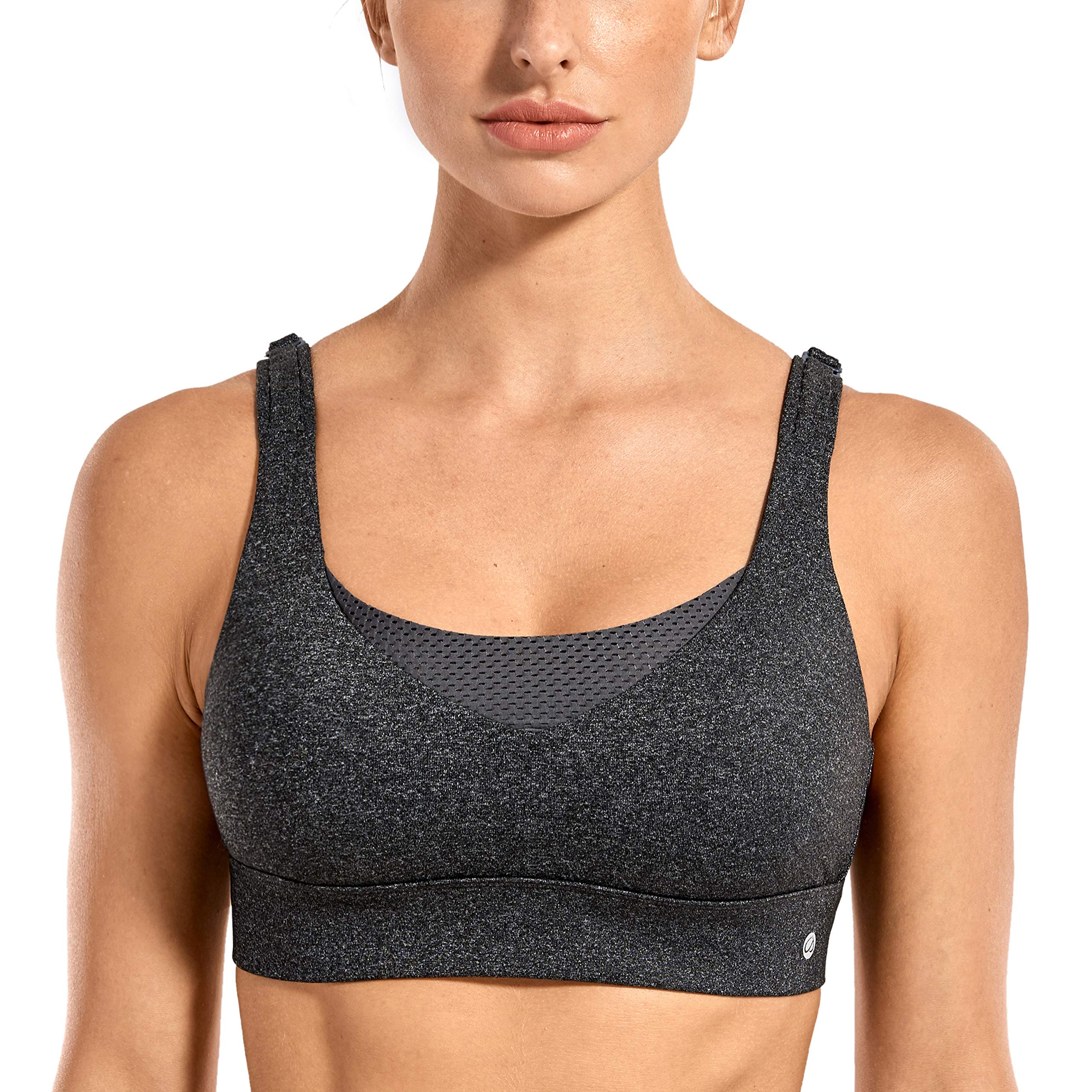 CRZ YOGA Women's High Impact Sports Bra - Wireless Padded Workout Bra for Running, Yoga & Gym - Convertible Racerback Design for Comfort & Support