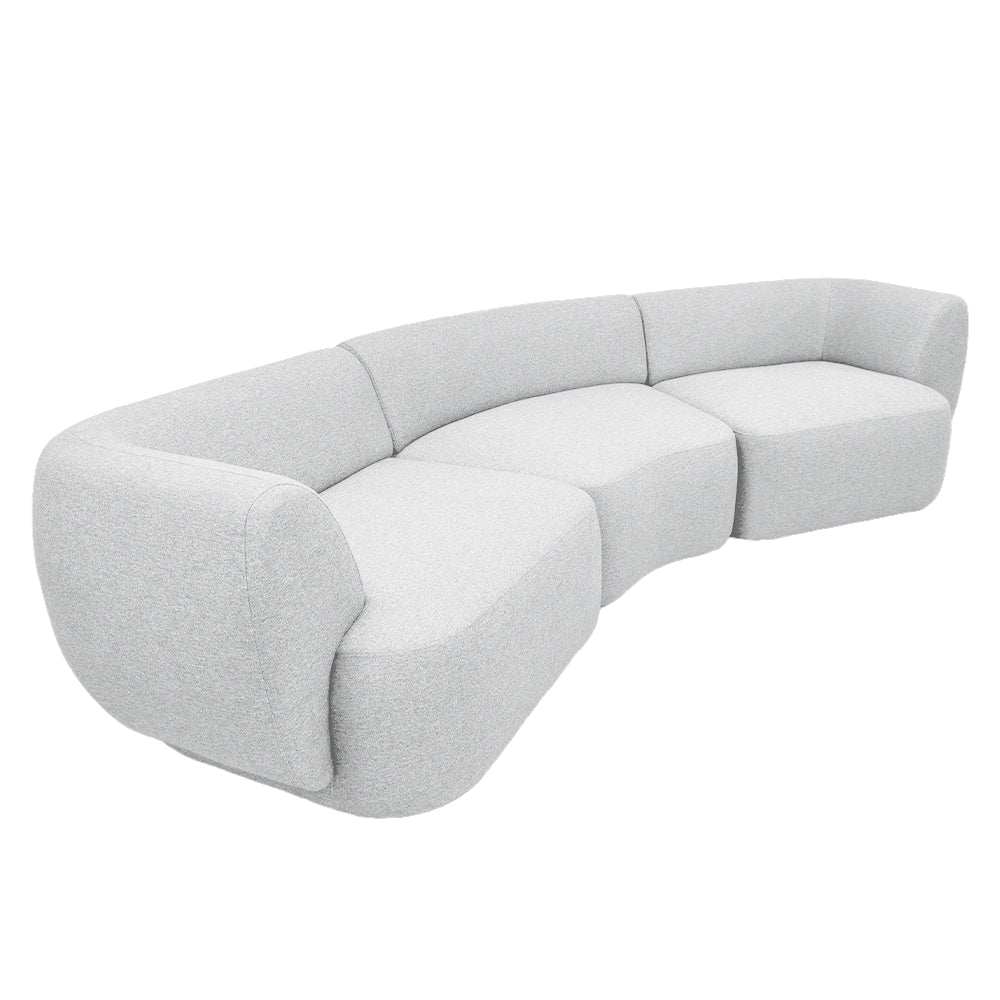 Pebble Curve 4-Seater Sectional Sofa with EcoClean Fabric | Modern L-Shaped Couch for Living Room, Family Room & Lounge Areas