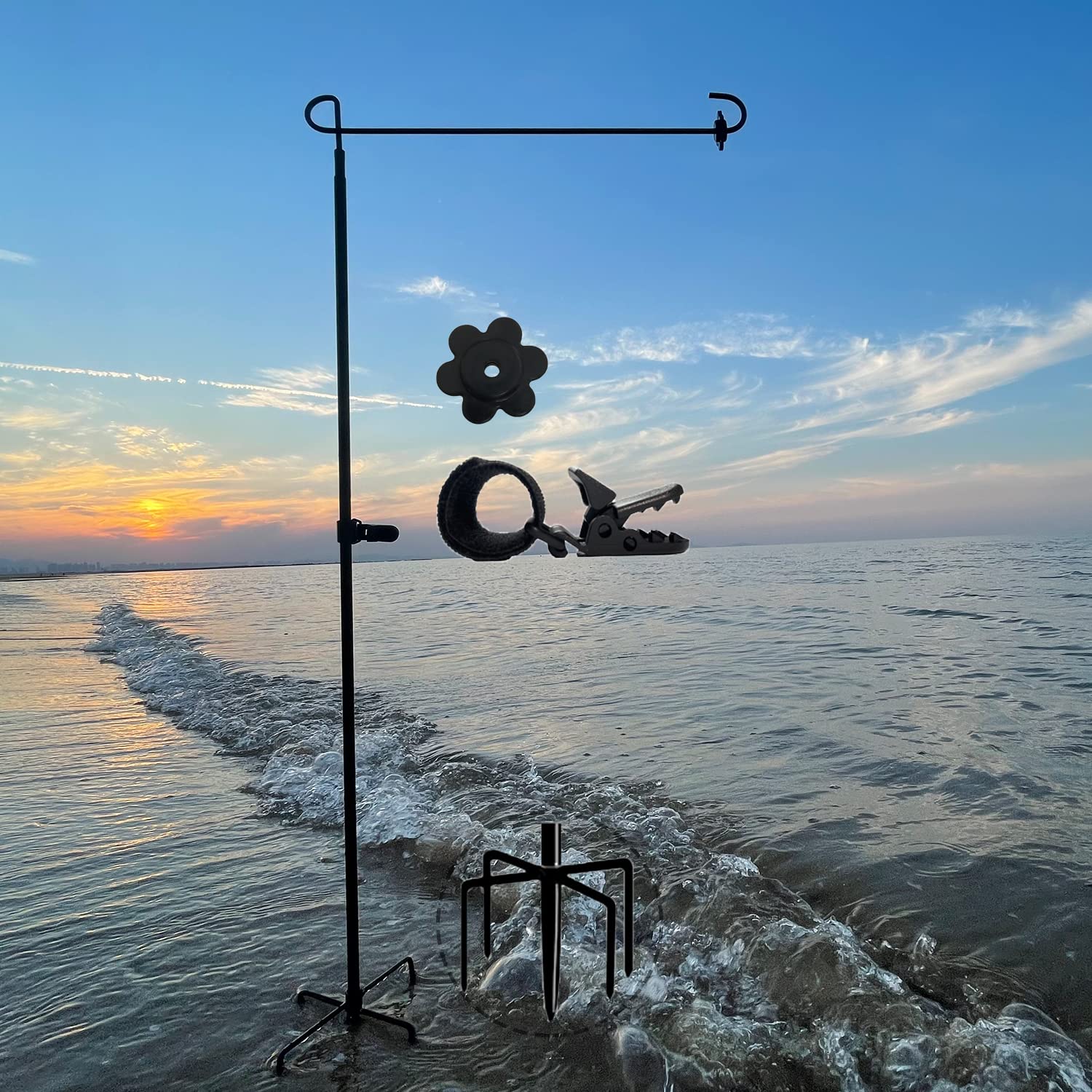 Weatherproof 5-Prong Garden Flag Stand Holder with Heavy Duty Base - Stable Outdoor Yard Flag Pole for 12x18 Inch Small Garden Flags - Perfect for Front Yard Decor, Seasonal Displays & Patio Landscaping