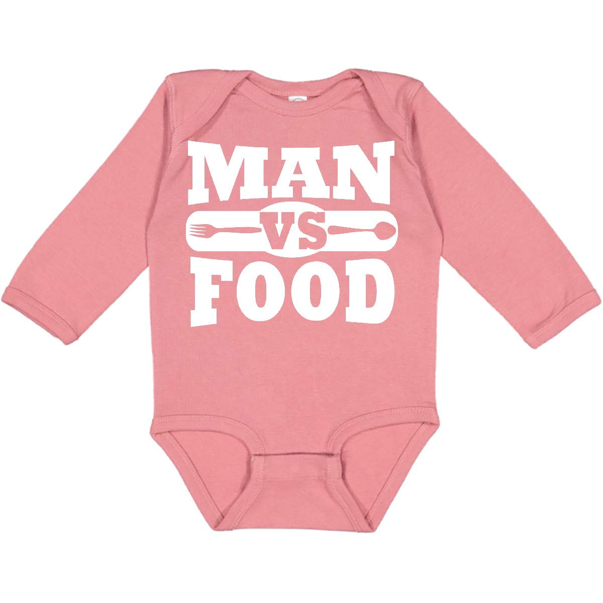 Inktastic Man Vs Food Long Sleeve Creeper T-Shirt - Funny Food Lover Graphic Tee for Men & Women - Perfect for Cooking, BBQ Parties & Restaurant Outings