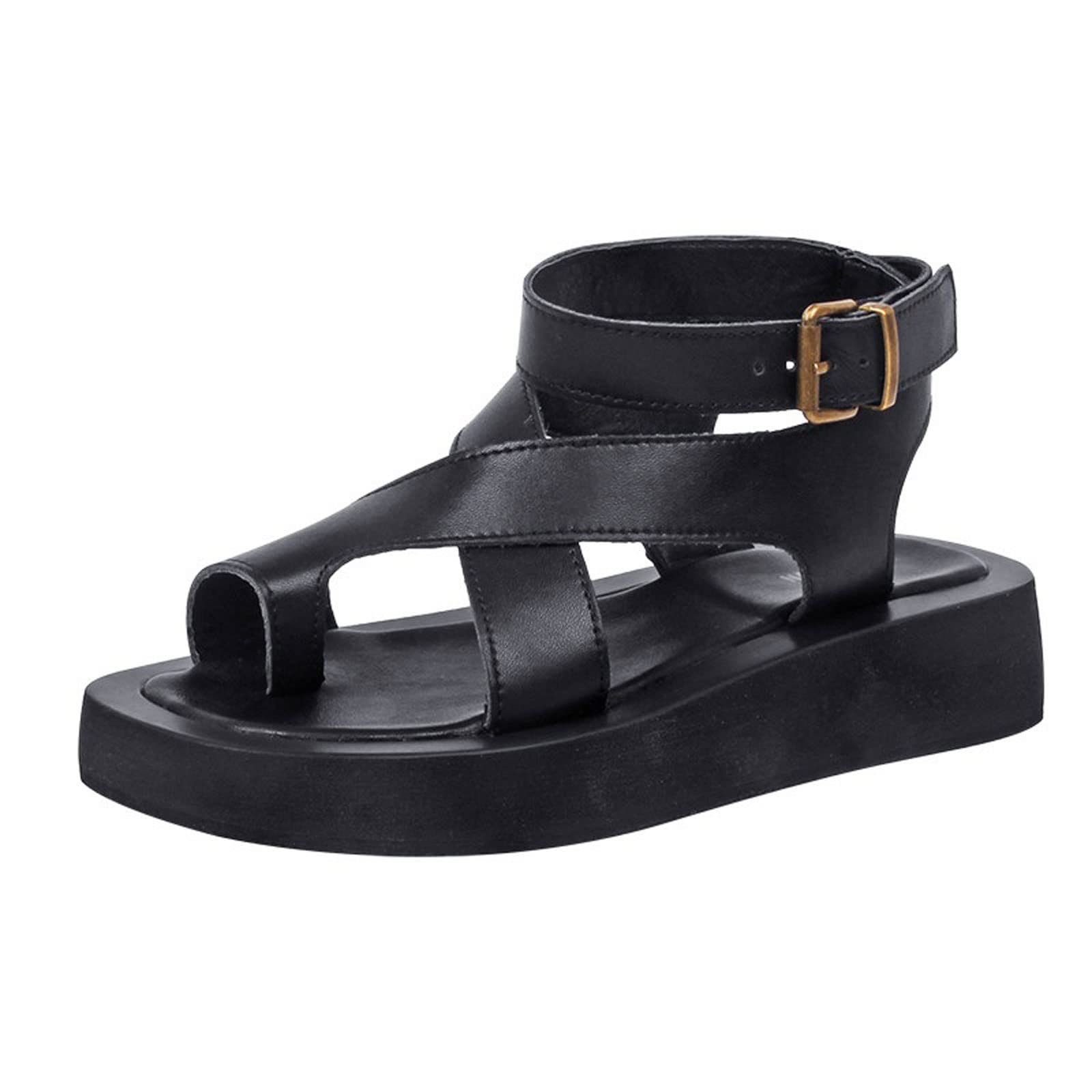 Genuine Leather Women's Clip Toe Sandals - Comfortable Summer Muffin Sandals for Ladies (Black, Size 41) | Perfect for Beach, Vacation & Casual Outings