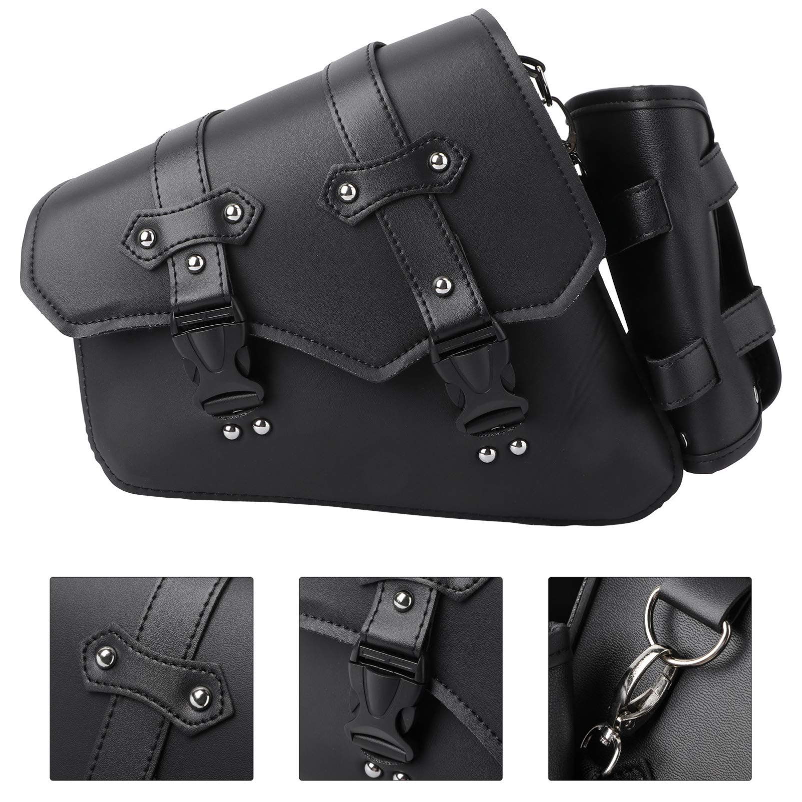 VOSAREA Motorcycle Side Hanging Tool Bag with Water Bottle Holder - Left Side Mount for Bikes & Motorcycles - Perfect for Commuting, Road Trips & Outdoor Adventures