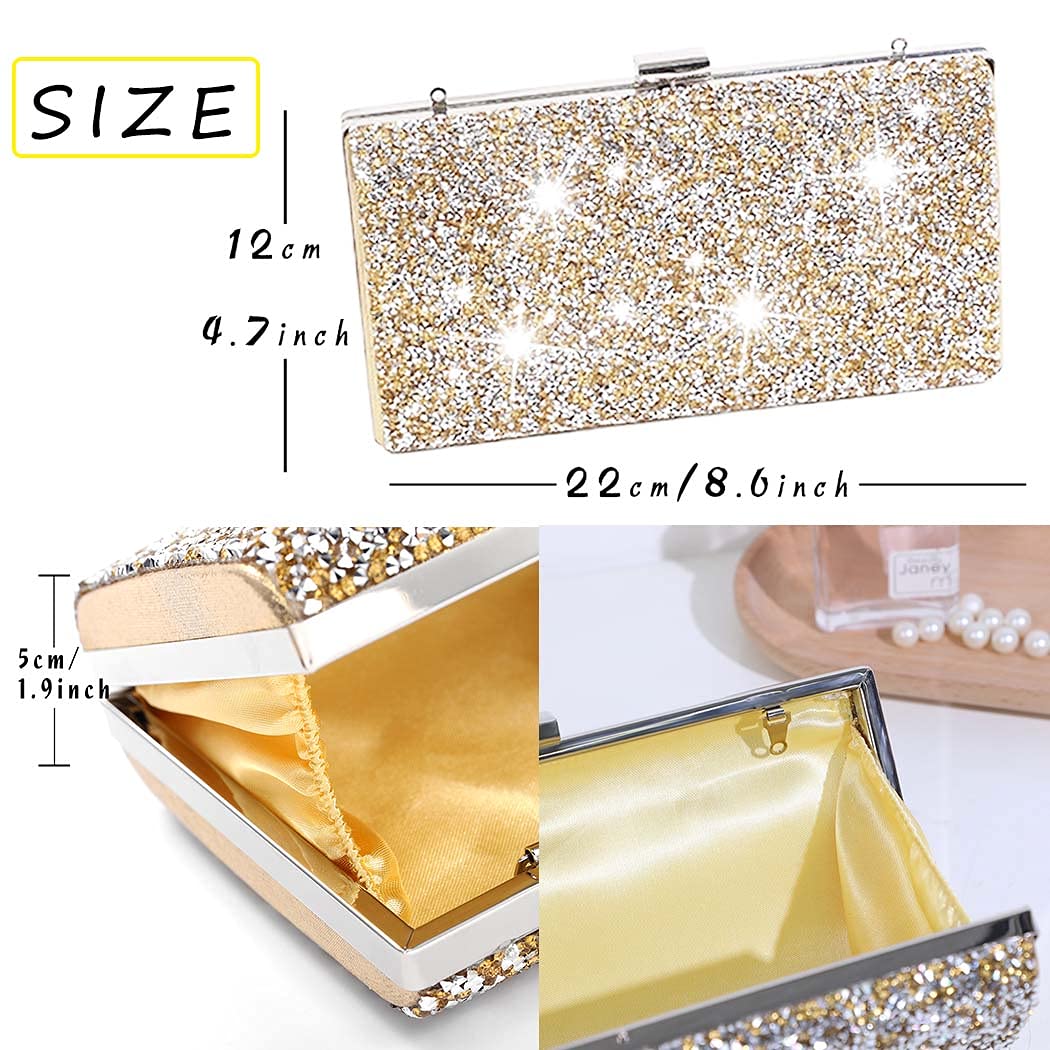 ELABEST Glitter Evening Clutch Bag for Women - Double Sided Diamond Crossbody Purse - Perfect for Wedding, Party & Special Occasions