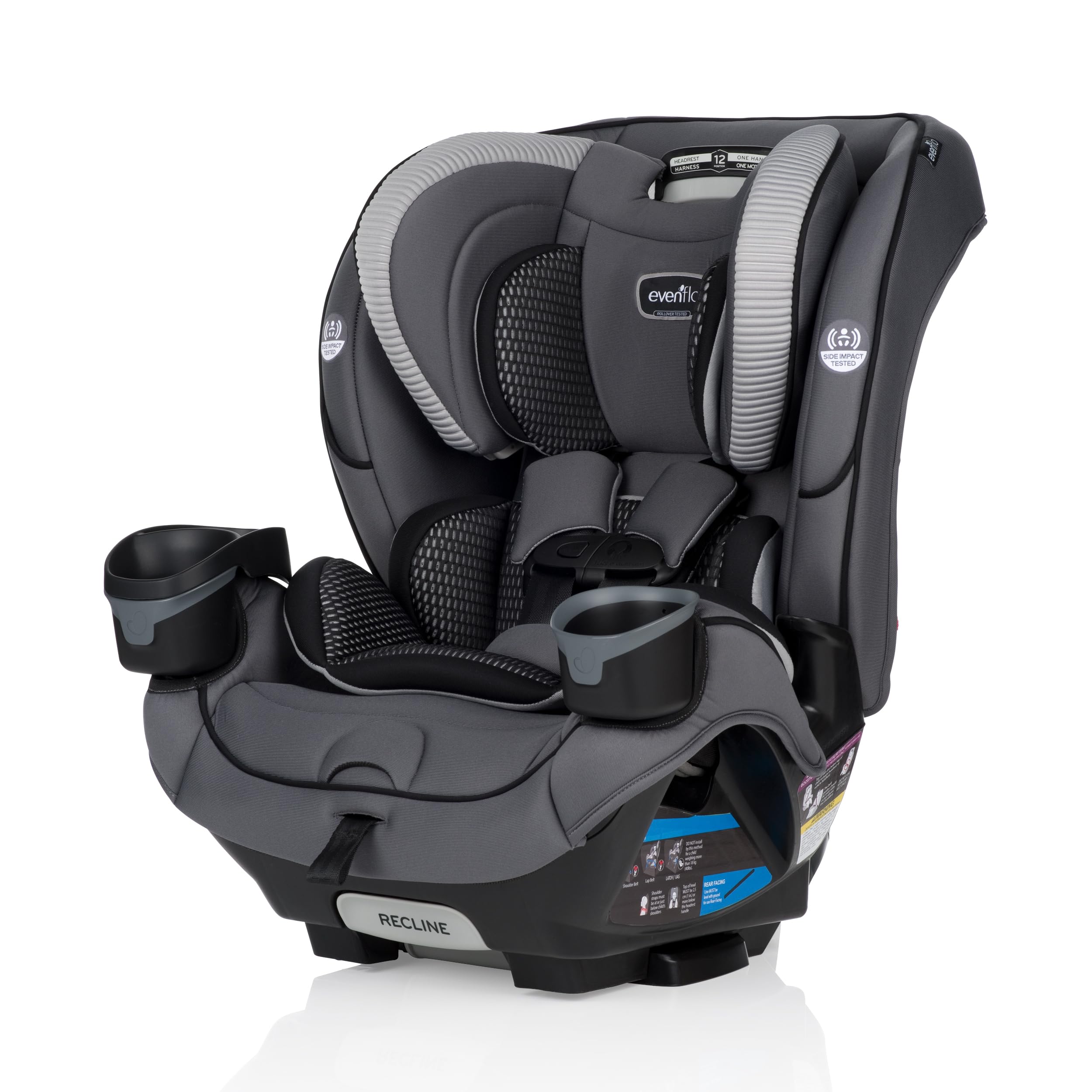 Evenflo EveryFit 3-in-1 & All4One Convertible Car Seat - Winston Gray | Rear-Facing, Forward-Facing & Booster Seat | Safe & Comfortable for Infants to Toddlers | Perfect for Family Travel & Daily Commutes