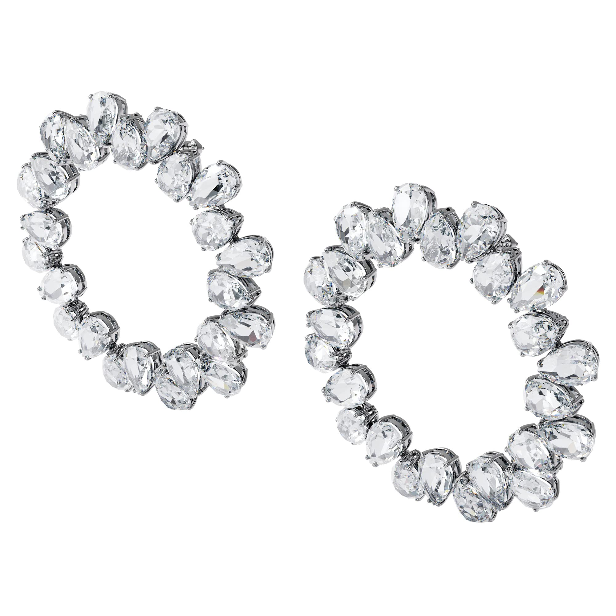Swarovski Millenia Pierced Hoop Earrings - Rhodium Plated with Clear Crystals | Elegant Jewelry for Women, Perfect for Parties, Weddings & Special Occasions