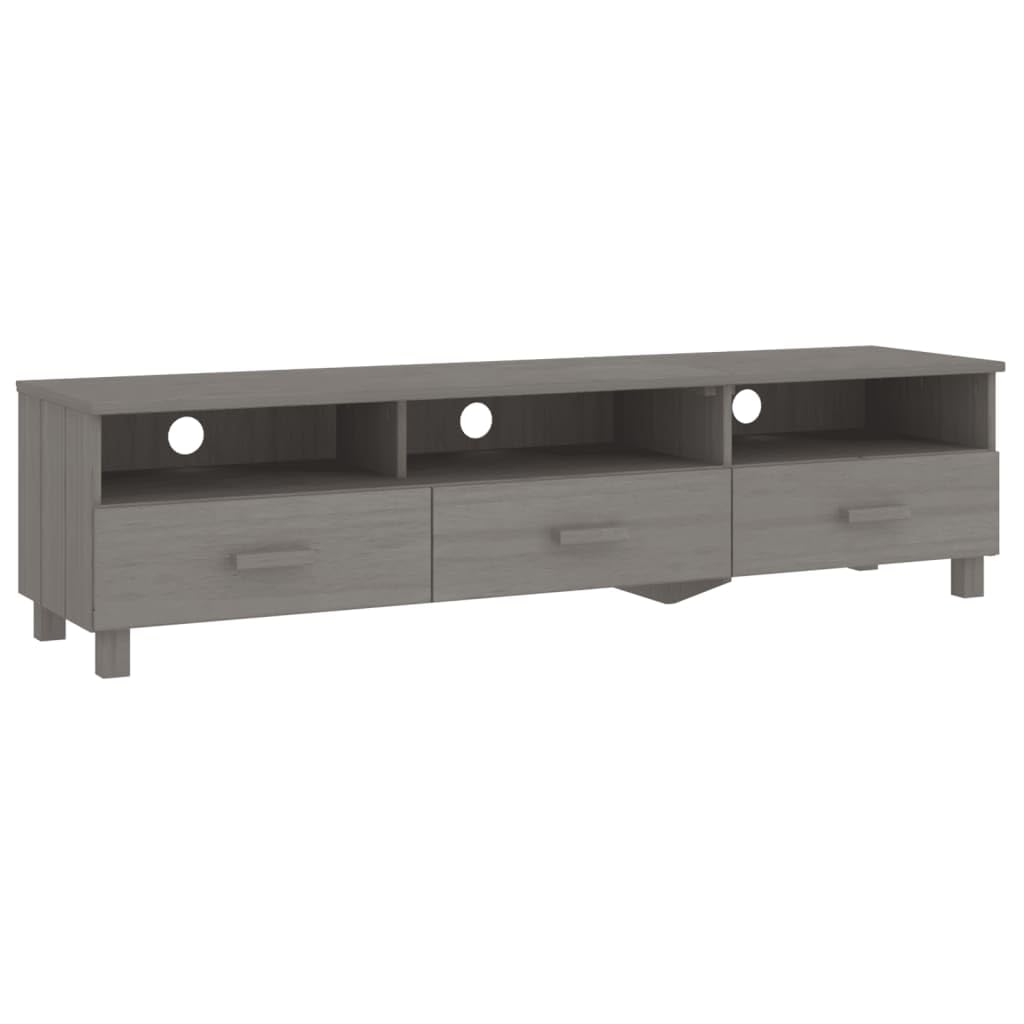 vidaXL Light Gray Solid Wood Pine TV Stand with Storage - Entertainment Center Media Cabinet for Living Room, Bedroom, Home Theater | Modern Sideboard & Cupboard Organizer