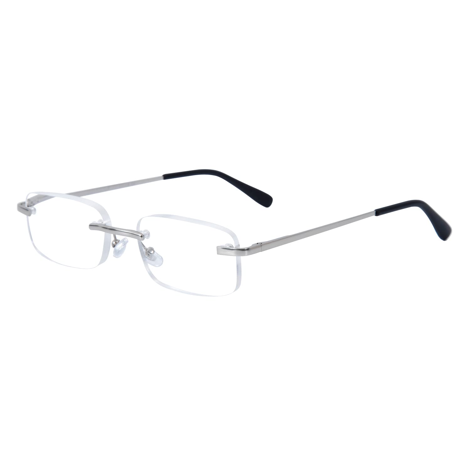 3 Pack Classic Rectangular Metal Frame Rimless Reading Glasses for Men & Women - Lightweight & Durable for Reading, Office, Travel & Daily Use