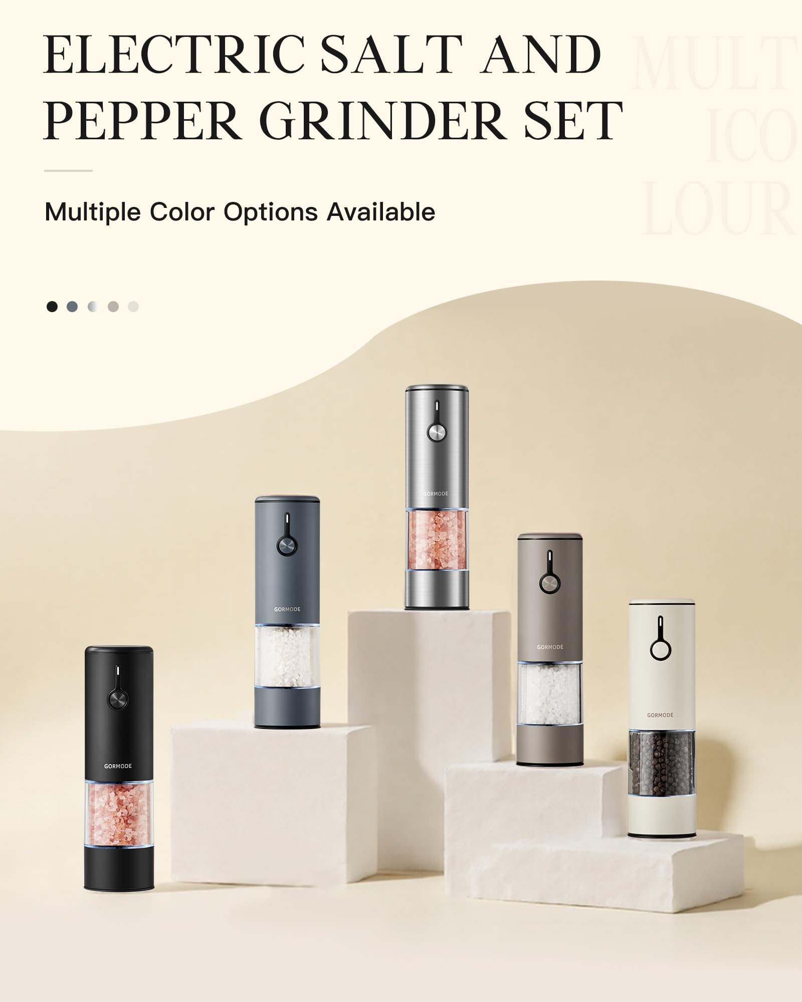 Premium Stainless Steel Rechargeable Electric Salt and Pepper Grinder Set - USB Charging, 6 Adjustable Grinding Modes, LED Light & Dust Cover (2 Pack) - Perfect for Kitchen, Dining Table, Camping & Gifts