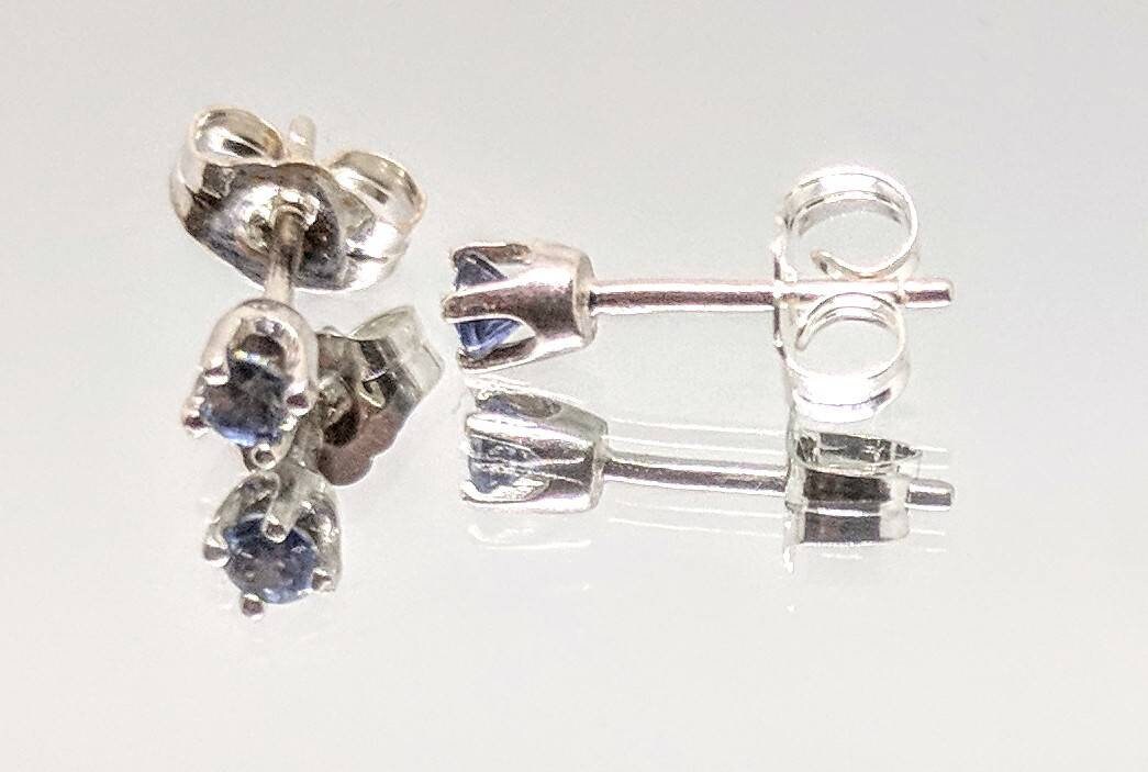 Solid Sterling Silver 2.5mm Round Genuine Blue Sapphire Stud Earrings - 0.25ct Tiny Elegant Earrings for Women & Kids - Perfect for Everyday Wear, Gifts & Special Occasions