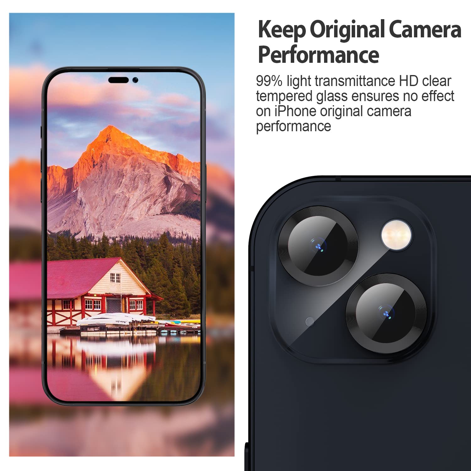 Xfilm 9H Hardness Tempered Glass Camera Lens Protector for iPhone 14 & iPhone 14 Plus - Anti-Scratch, Strong Adsorption, Case Friendly with Metal Ring Cover (Black) - Perfect for Outdoor Photography, Travel & Daily Protection