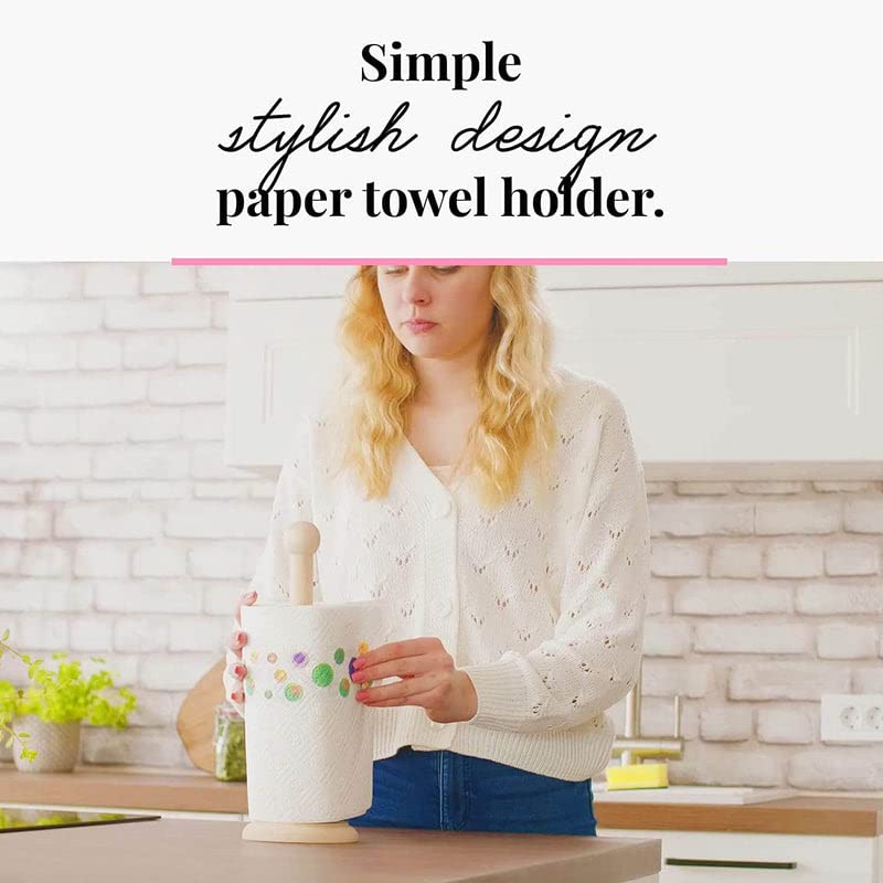 Tuuli Kitchen - Beechwood Paper Towel Holder for Kitchen, 14 x 5 Inches - Wooden Tissue Roll Stand for Paper Towels & Toilet Paper - Perfect for Countertop, Pantry, and RV Organization