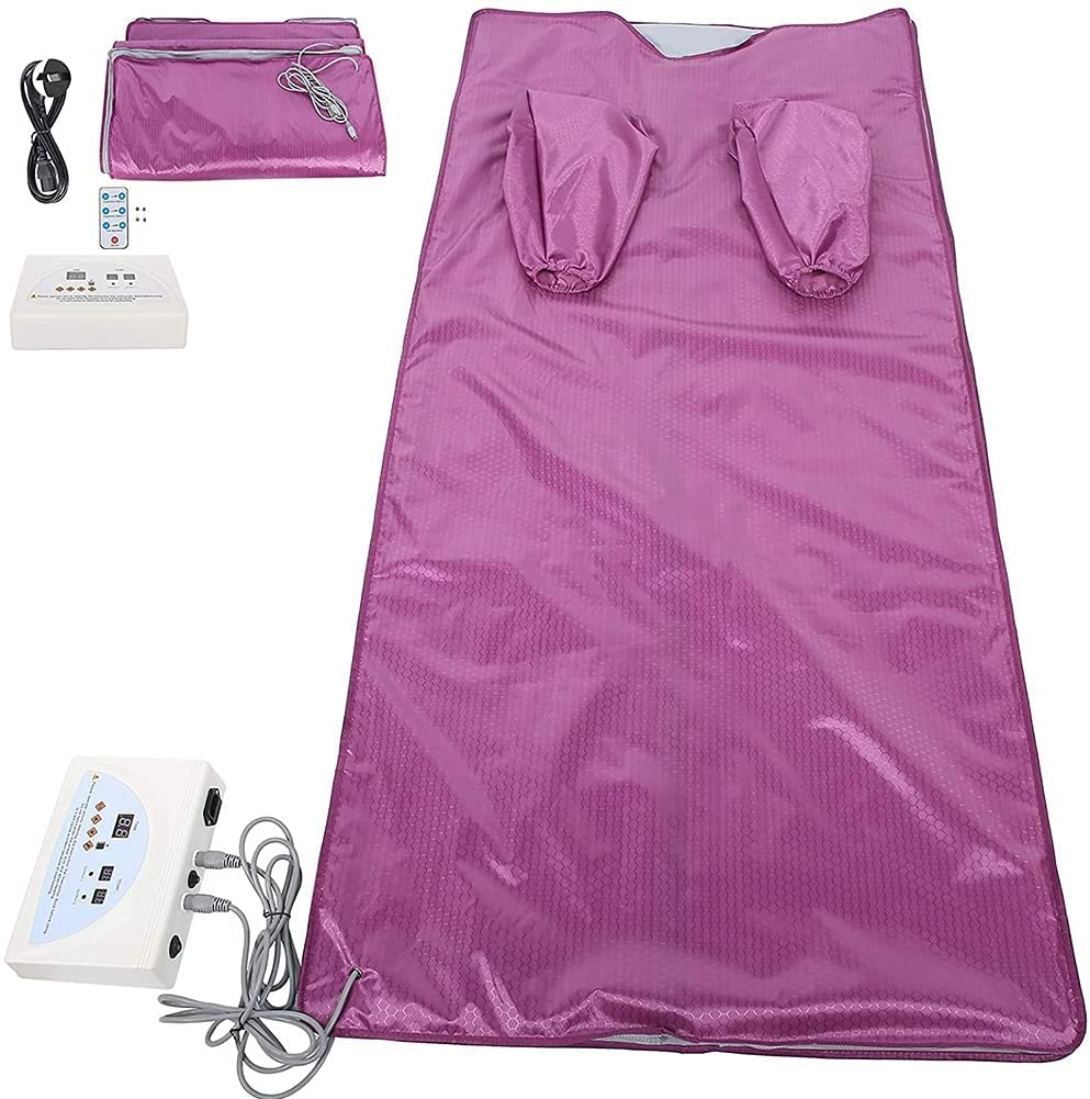ZZMFORE Far Infrared Sauna Blanket with 2-Zone Heating - Portable Home Spa Device for Relaxation, Detox & Weight Loss - Purple Sauna Slimming Blanket for Home Use, Yoga & Post-Workout Recovery