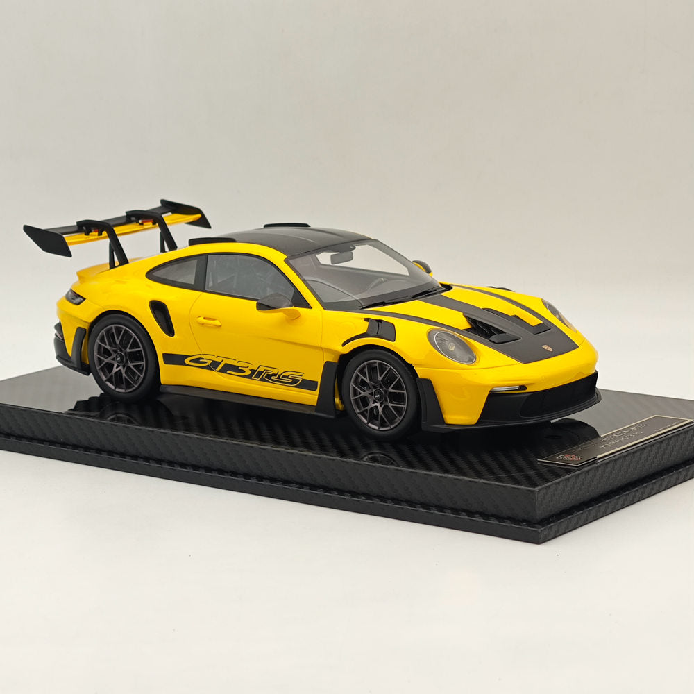 1/18 Scale Porsche 992 GT3 RS Yellow Resin Die-Cast Model Car - High Quality Collectible for Display, Racing Enthusiasts & Gift Giving