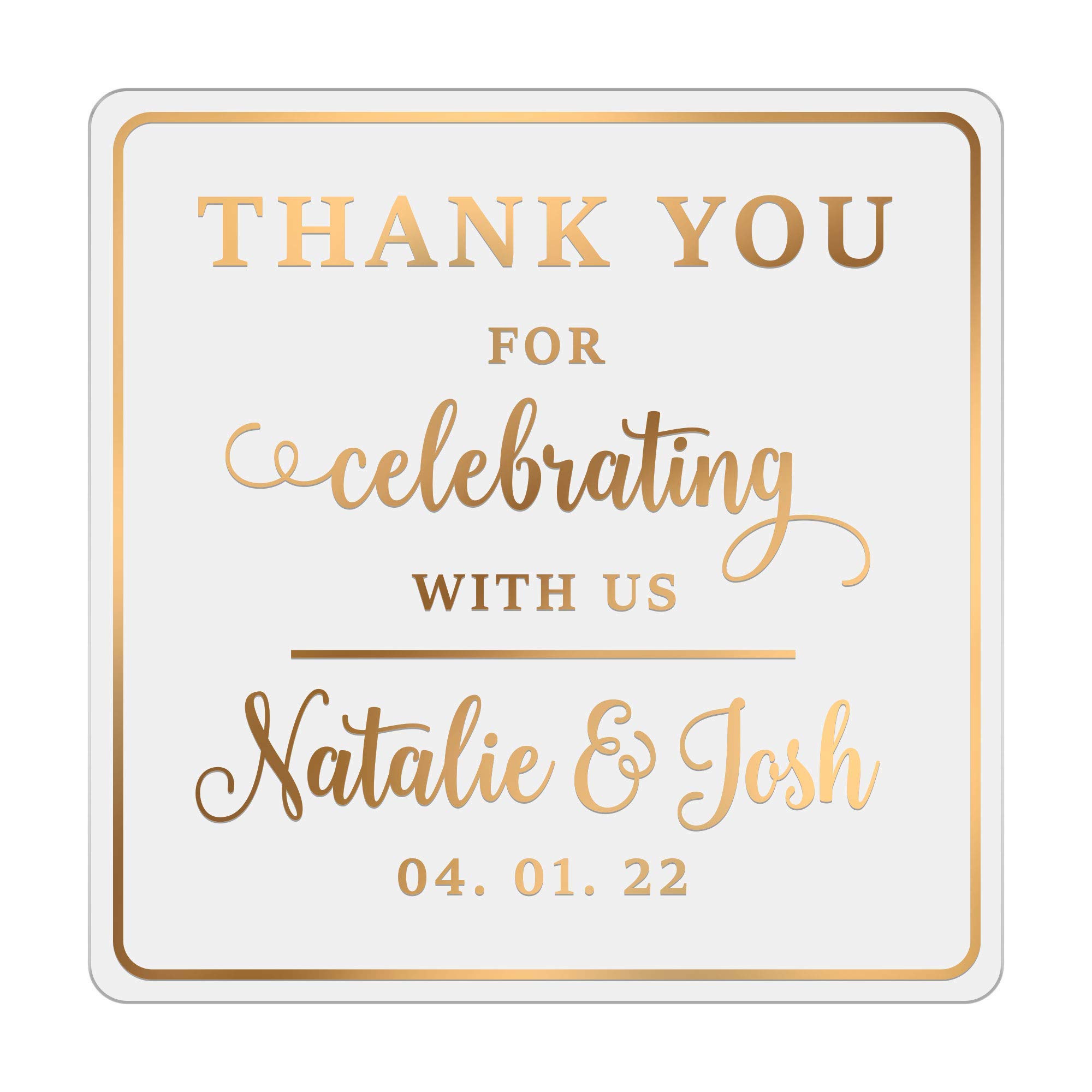 Custom Gold Foiled Wedding Thank You Stickers - Elegant Wedding Labels & Stationery for Celebrations, Invitations, and Party Favors