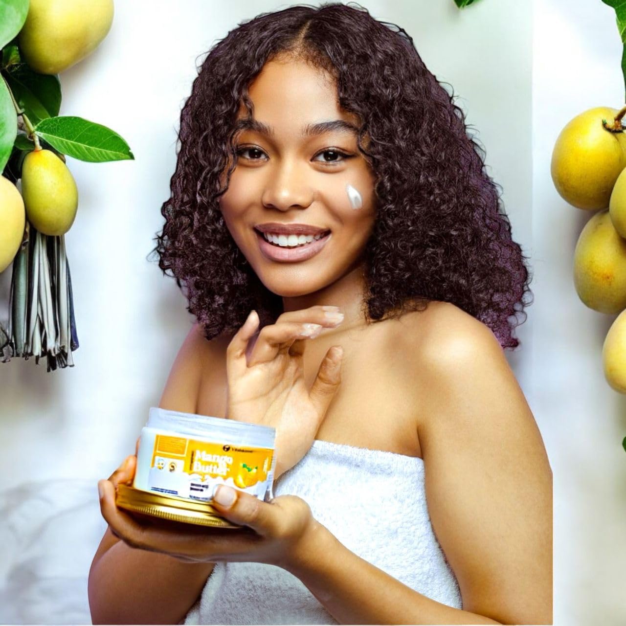 Organic Mango Butter & Oil Lotion Cream for Face, Body & Hair - Deep Moisturizing Body Butter for Dry Skin - Perfect for Massage, DIY Skincare & Hair Care