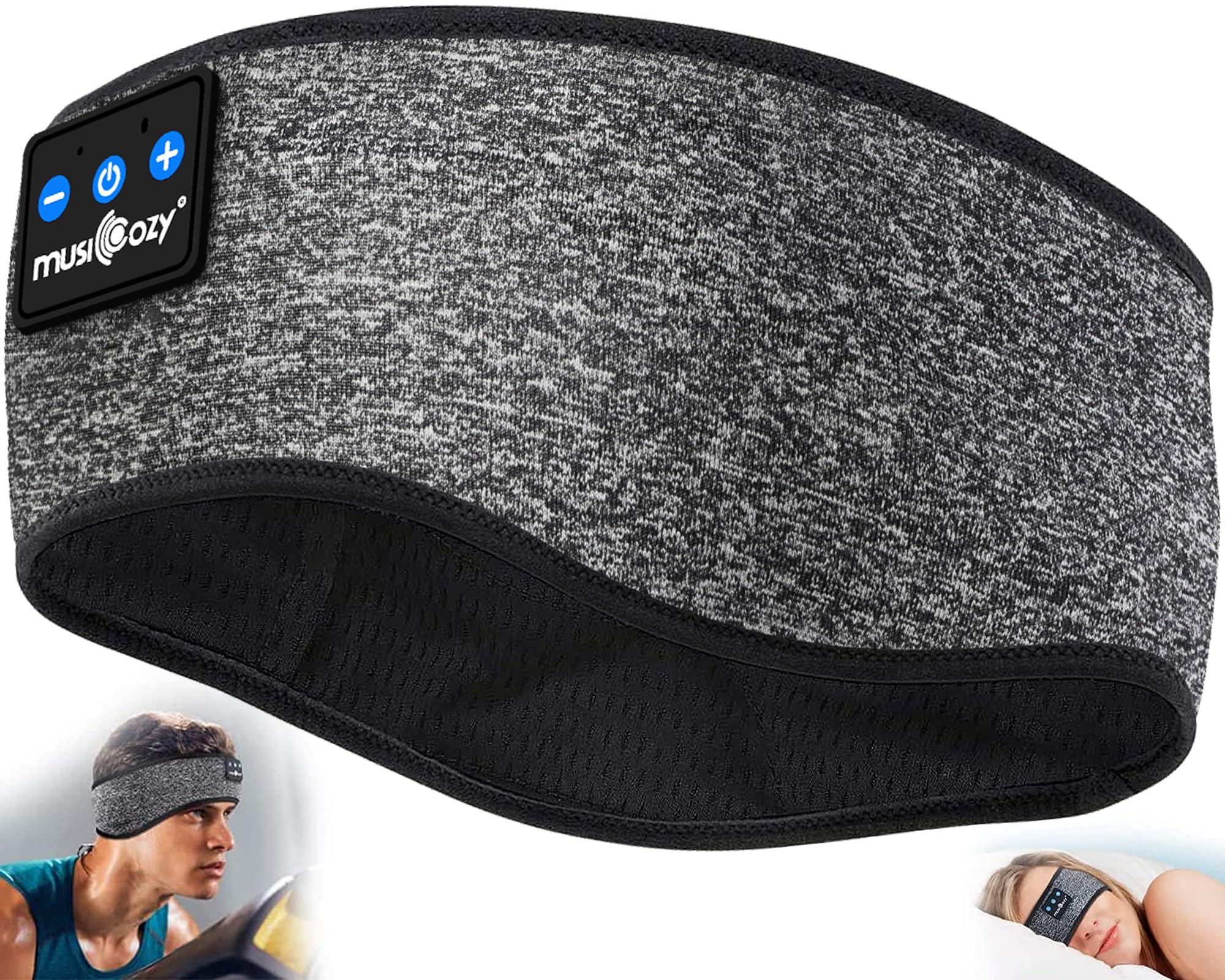 Musicozy Wireless Bluetooth Sleep Headband with Built-in Headphones - Comfortable Sports Headband for Running, Yoga, Workout & Travel - Soft Eye Mask & Wireless Earbuds for Women, Moms - Perfect Unique Gift Idea for Music Lovers (Use for Relaxation, Meditation, Sleeping & Fitness Activities)