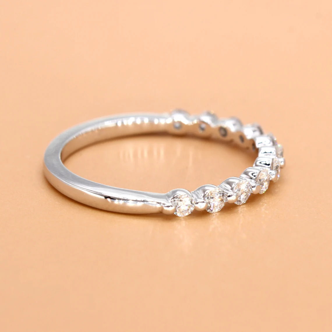 0.40 Carat Round Diamond Wedding Band - Delicate Floating Design Diamond Engagement Ring for Women - Perfect for Bridal, Anniversary, and Special Occasion Gifts