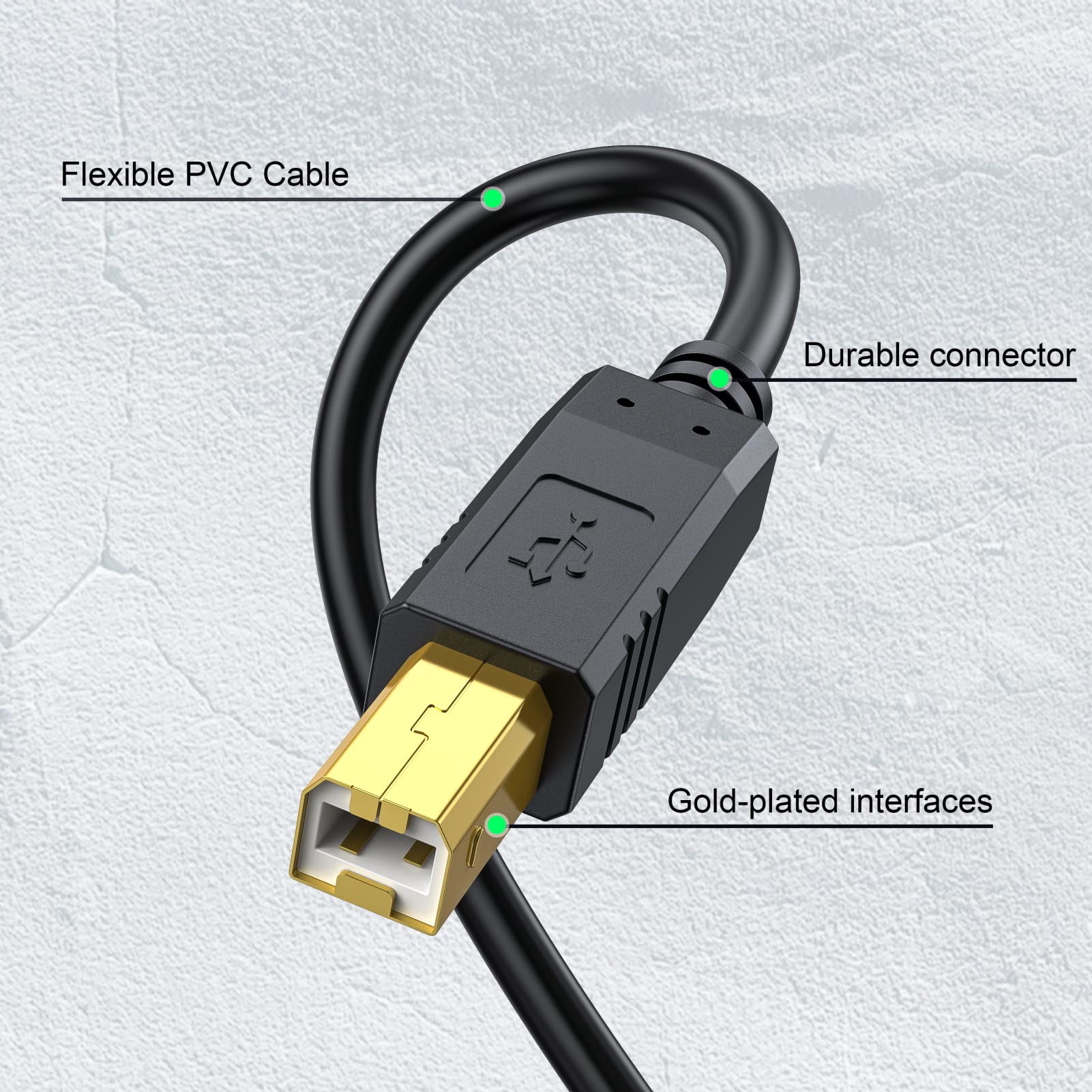 6 FT USB A to USB B Printer Cable - High Speed Compatible with HP, Canon, Brother, Samsung, Dell Printers | Durable Cord for Office, Home & Studio Printing Needs