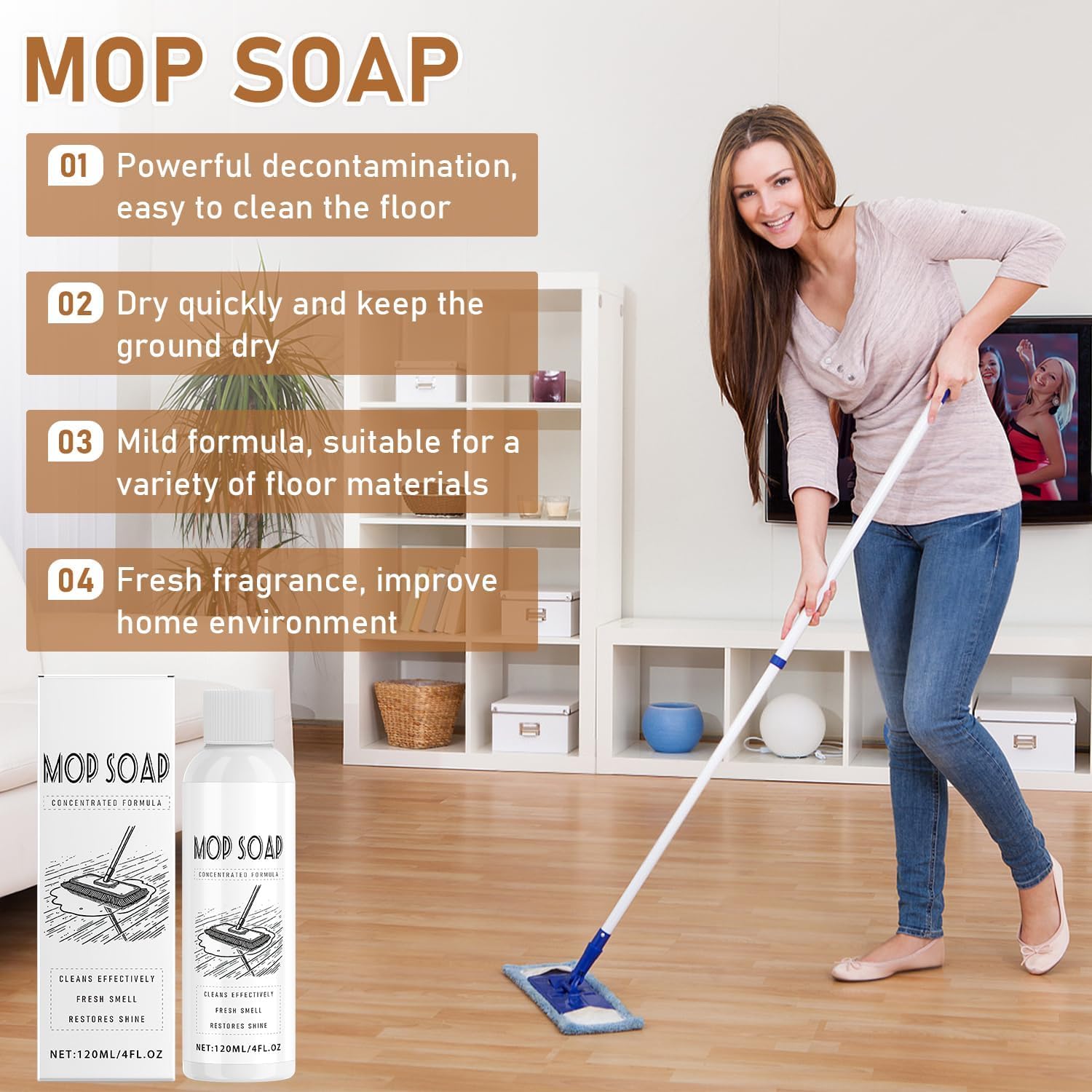 Brazilian Waves Scented Mop Soap - Highly Fragrant Floor Cleaner Liquid for Mopping | Multi-Purpose, Pet-Friendly Cleaning Solution (1PC) - Perfect for Hardwood, Tile & Laminate Floors