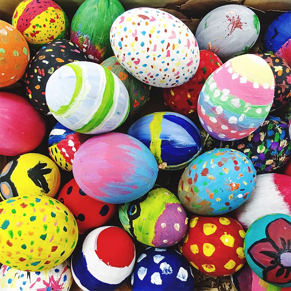 Easter Egg Painting Kit - 24pcs Wooden Eggs & Bunny Decorations for Kids DIY Crafts, Easter Basket Stuffers, Birthday Party Favors, Classroom Prizes (Ages 4-12) - Perfect for Easter Celebrations, Family Activities & Creative Gift Giving