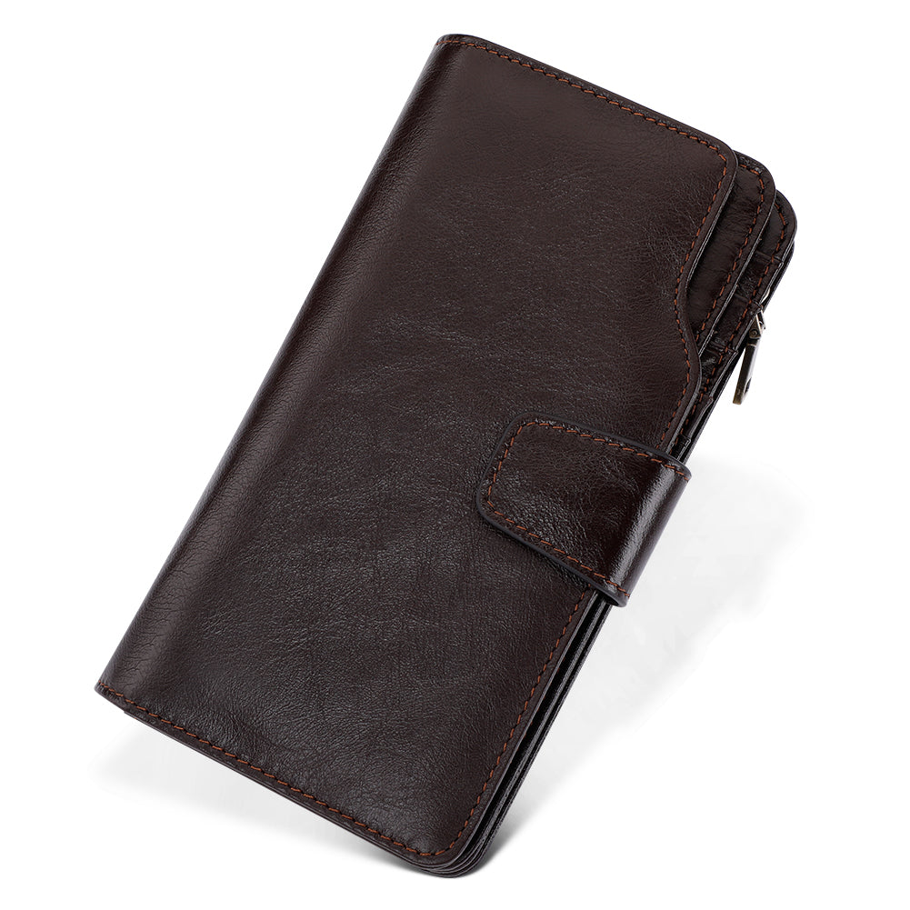 Men's Leather Trifold Wallet with RFID Blocking & Multiple Card Slots - Slim Design for Everyday Carry, Travel & Business Use
