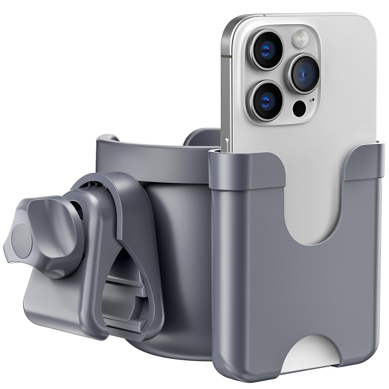 Premium Universal Stroller Cup Holder with Phone Pocket - 2-in-1 Adjustable Bottle Holder for Wheelchairs, Bikes, Walkers & Pushchairs | Perfect for Parents, Caregivers & Outdoor Enthusiasts