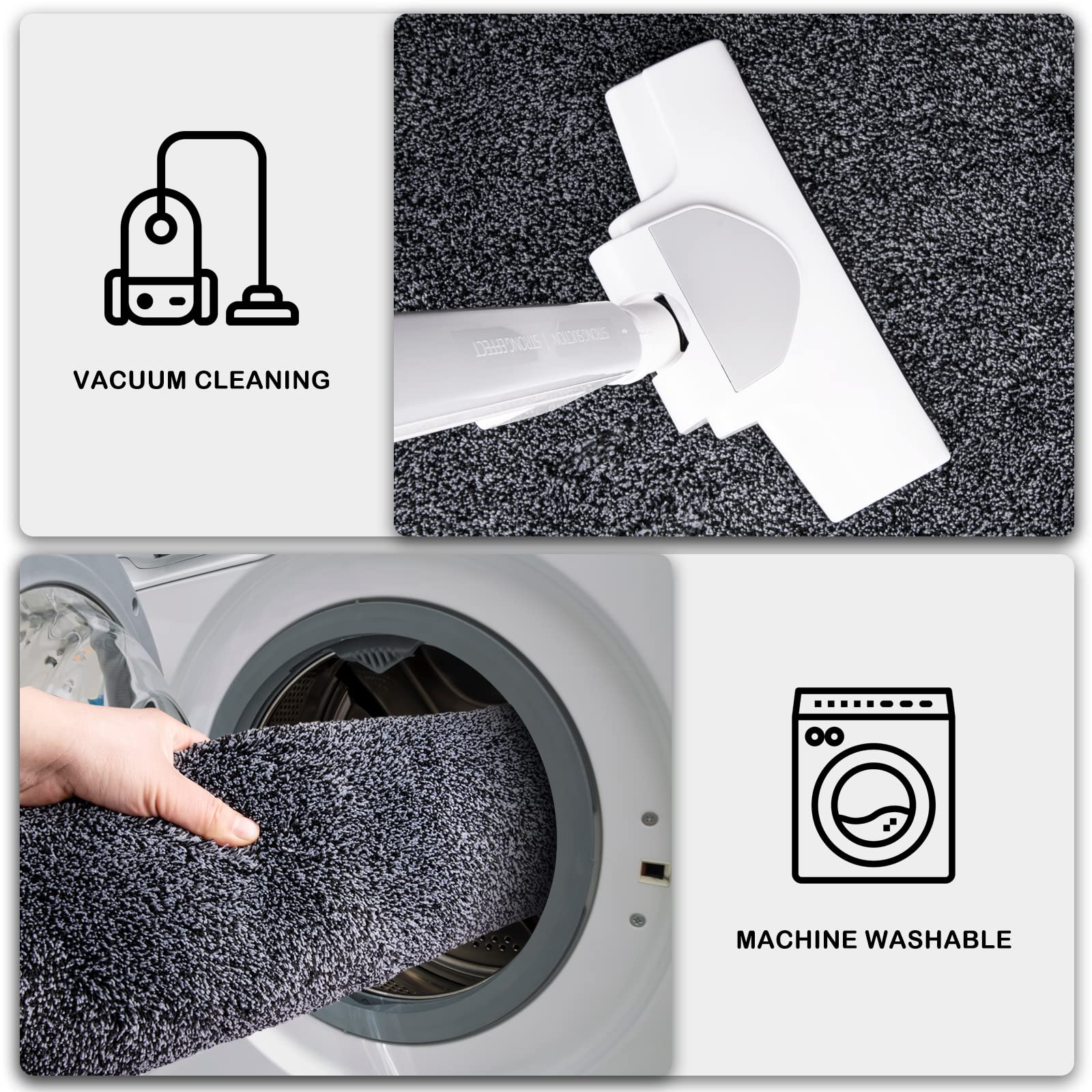 PURRUGS 4x6 Feet Non-Slip Washable Area Rug - Pet Friendly, Stain Resistant Entryway Mat for Hallway, Living Room, Bedroom & Mudroom - Bluish Grey-Black | Perfect for High Traffic Areas & Pet Owners