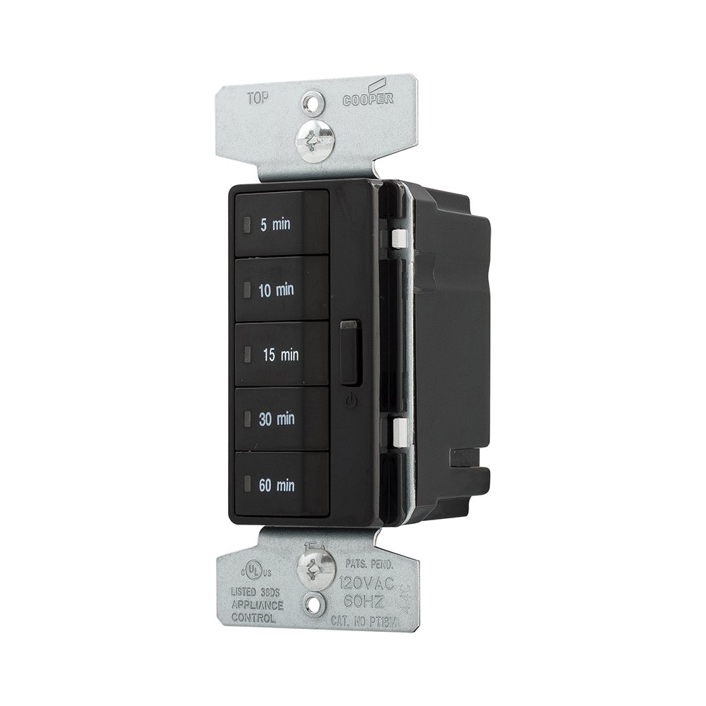 Eaton PT18M-BK 1800W 15 Amp 5-Button Digital Countdown Timer with Off Switch - Single-Pole Wall Timer for Home, Office, and Workshop (Black)
